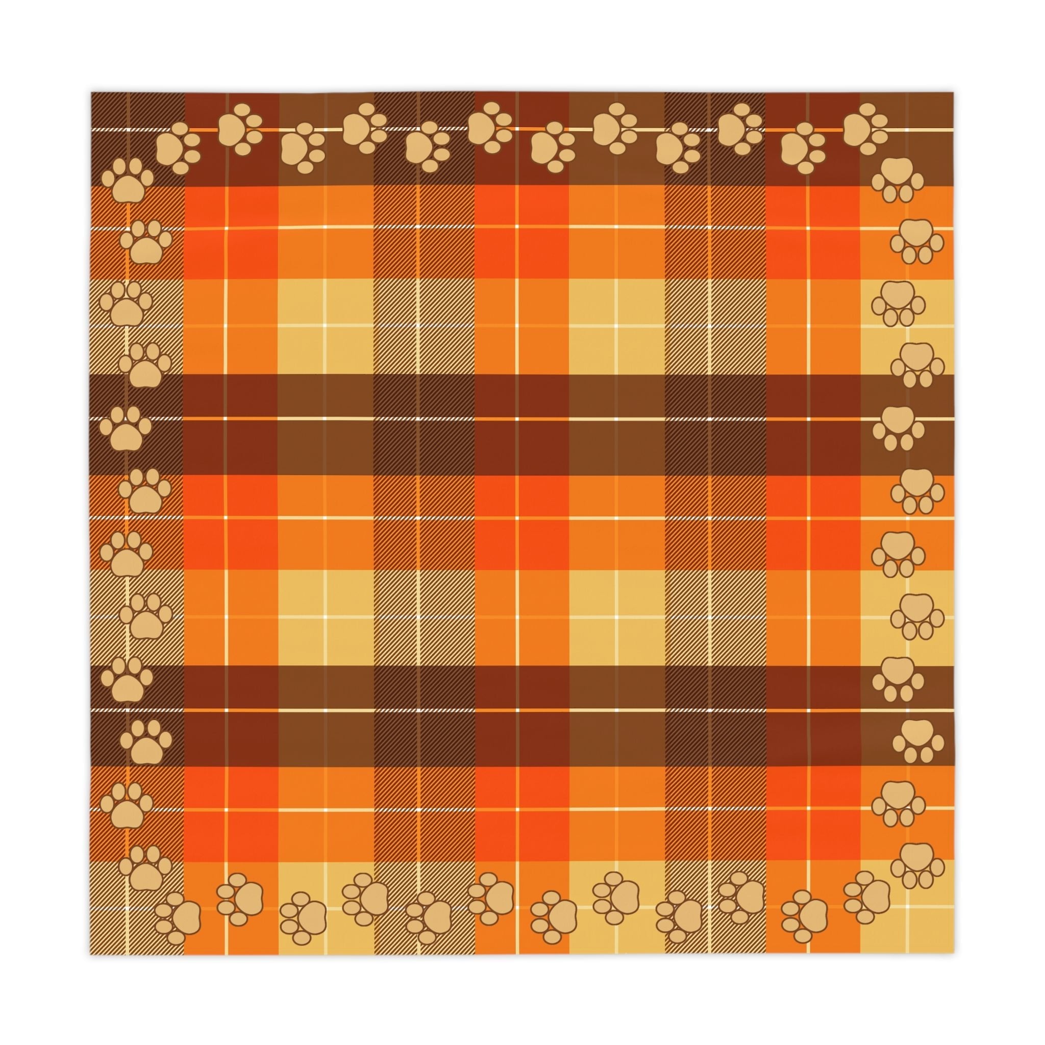 Cozy Autumn Plaid Tablecloth with Paw Prints for Pet Lovers - Decor, Dining, Table Decor - EpiAl's Shop
