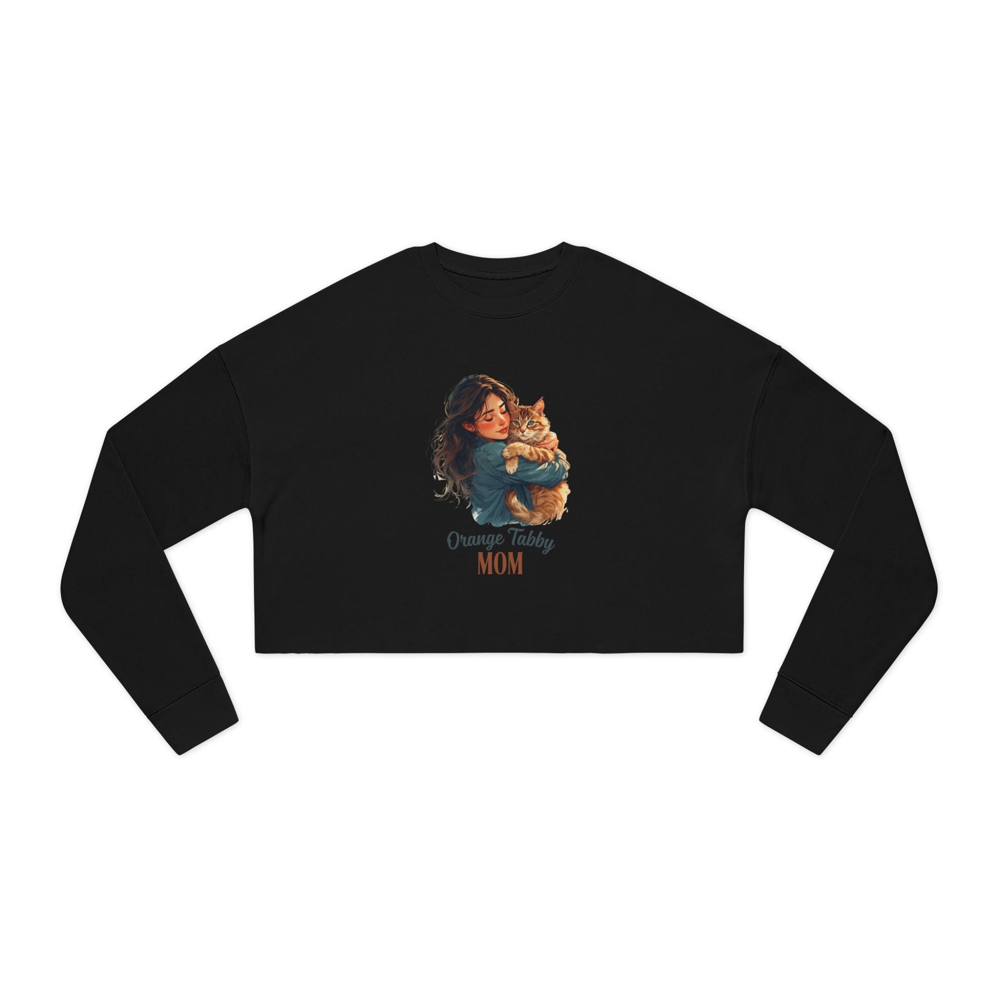 Cozy Orange Tabby Mom Cropped Sweatshirt - Clothing, Sweatshirts, Crop - EpiAl's Shop