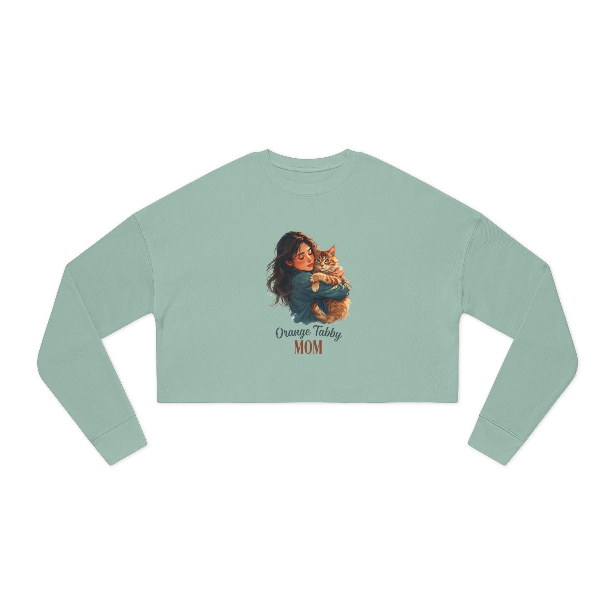 Cozy Orange Tabby Mom Cropped Sweatshirt - Clothing, Sweatshirts, Crop - EpiAl's Shop
