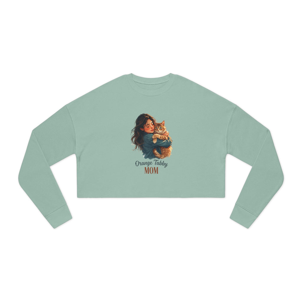 Cozy Orange Tabby Mom Cropped Sweatshirt - Clothing, Sweatshirts, Crop - EpiAl's Shop
