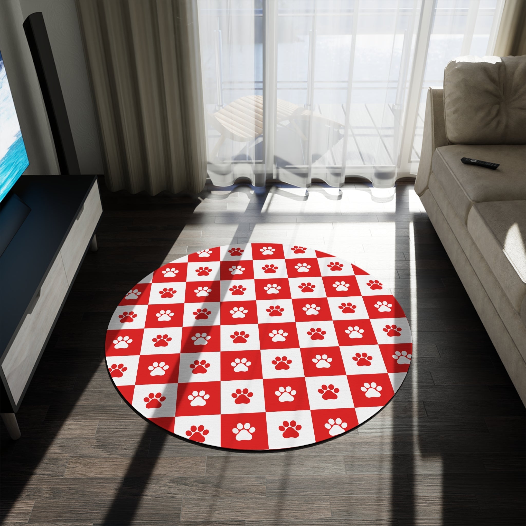 Cozy Pet Paw Print Round Rug - Ideal for Animal Lovers - Decor, Home, Rugs & Doormats - EpiAl's Shop