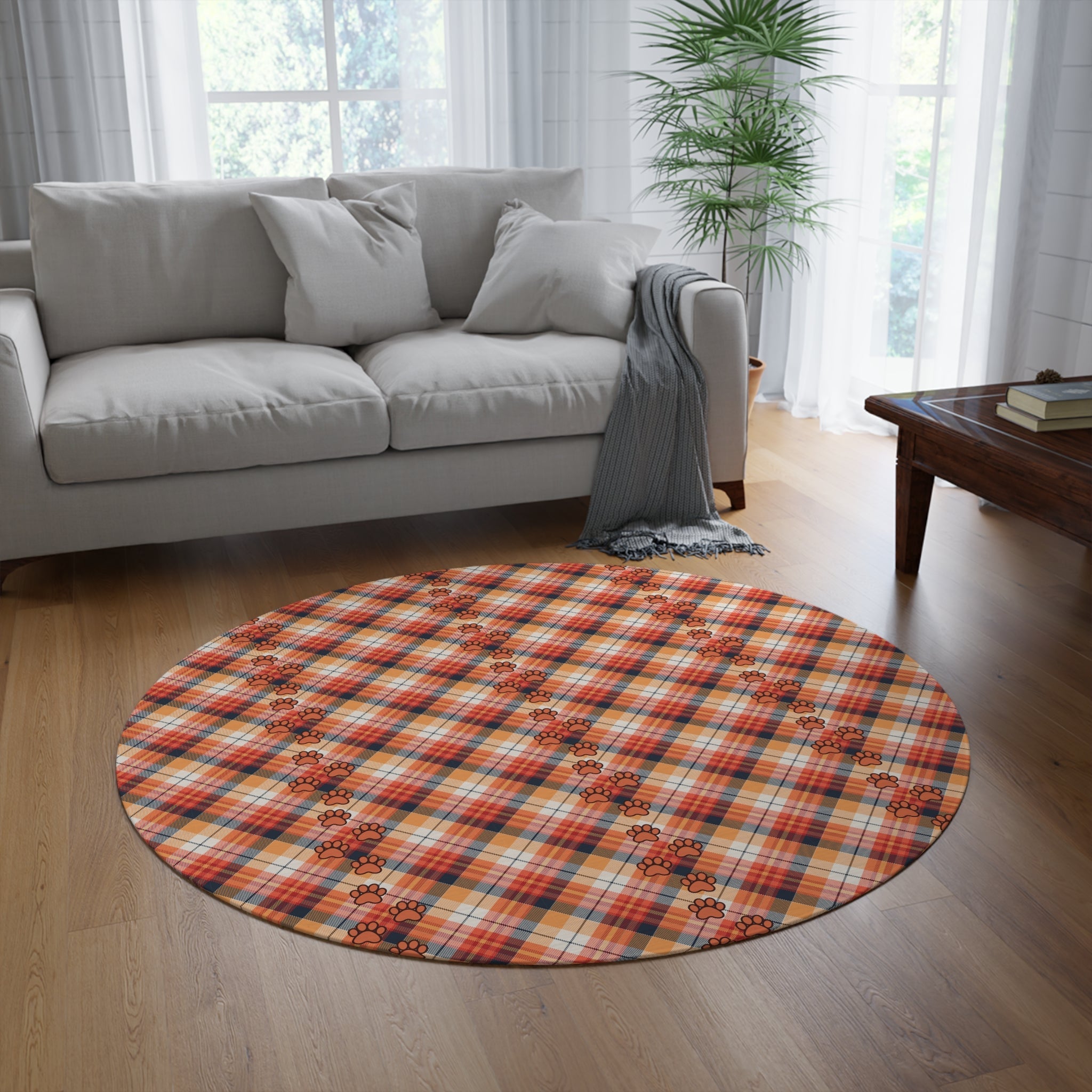 Cozy Plaid Round Rug for Pet Lovers - Stylish Home Decor - Decor, Home, Rugs & Doormats - EpiAl's Shop