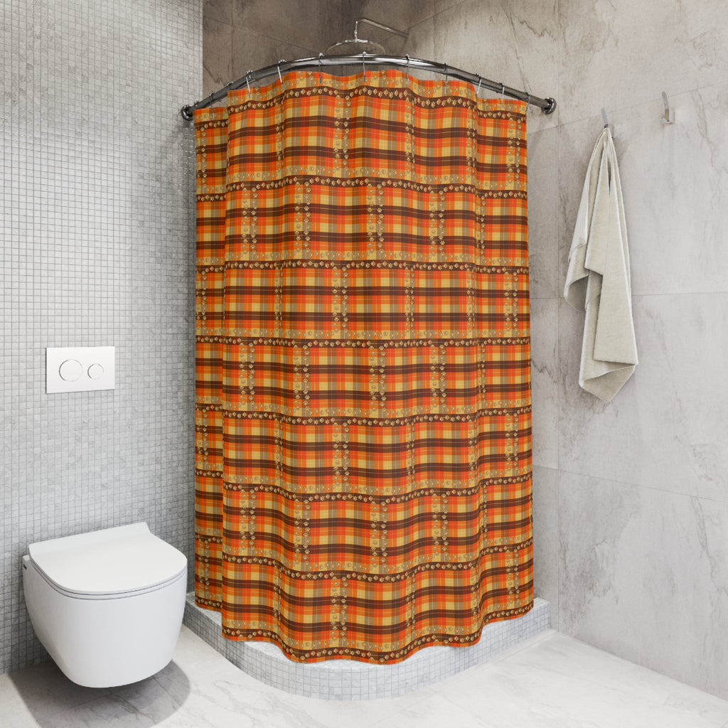 Cozy Plaid Shower Curtain with Paw Prints – Autumn Décor - Home Decor - EpiAl's Shop