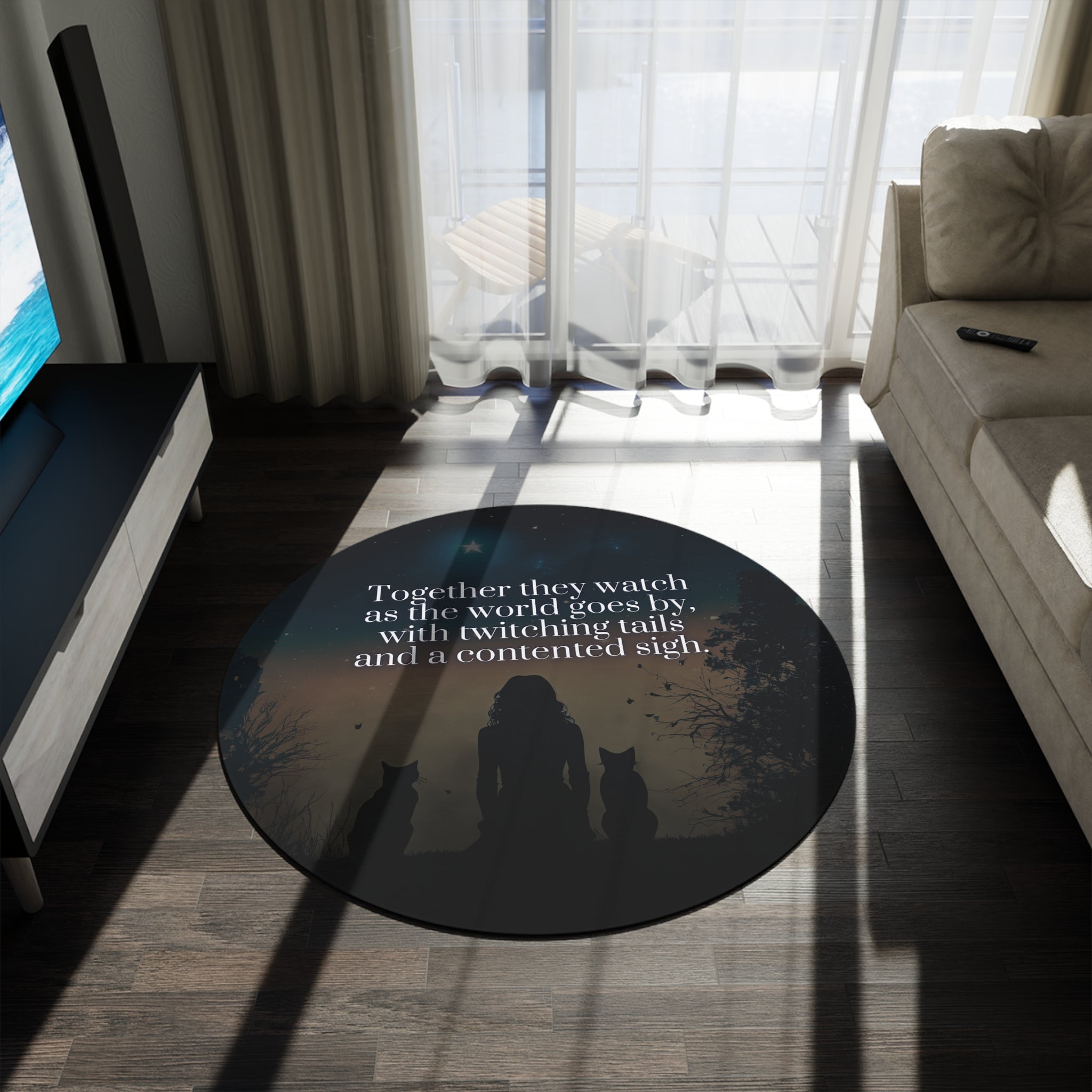 Cozy Round Rug with Inspirational Cat - Themed Design - Decor, Home, Rugs & Doormats - EpiAl's Shop