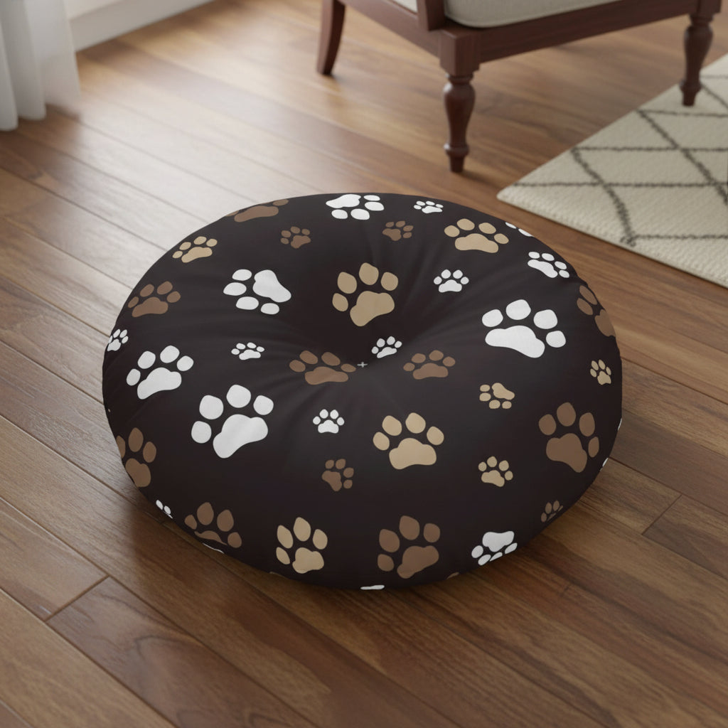 Cozy Tufted Floor Pillow with Paw Print Design - Pet Lover's Essential - Decor, Home, Pillows - EpiAl's Shop