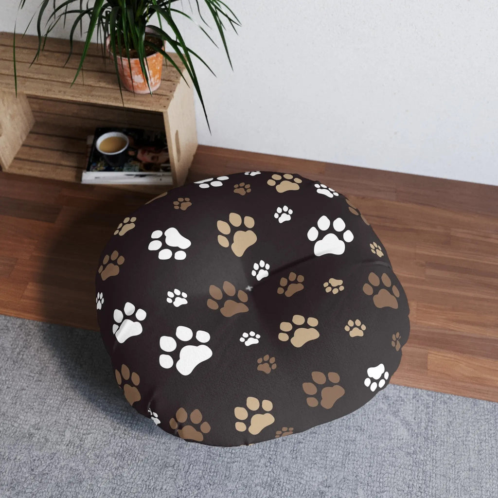 Cozy Tufted Floor Pillow with Paw Print Design - Pet Lover's Essential - Decor, Home, Pillows - EpiAl's Shop