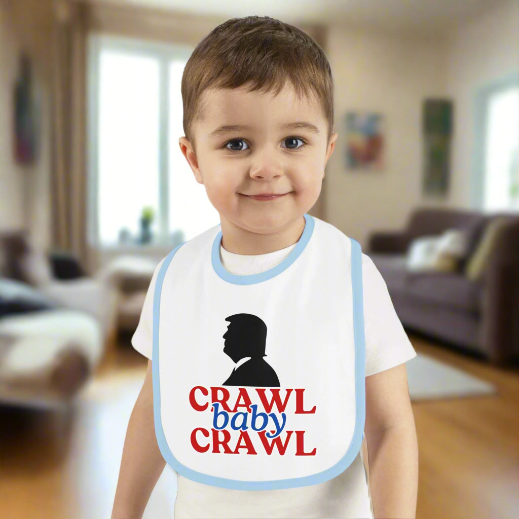 Crawl Baby Crawl Bib - Fun Contrast Trim Jersey Bib for Your Little One - Clothing, Kids & Infants - EpiAl's Shop