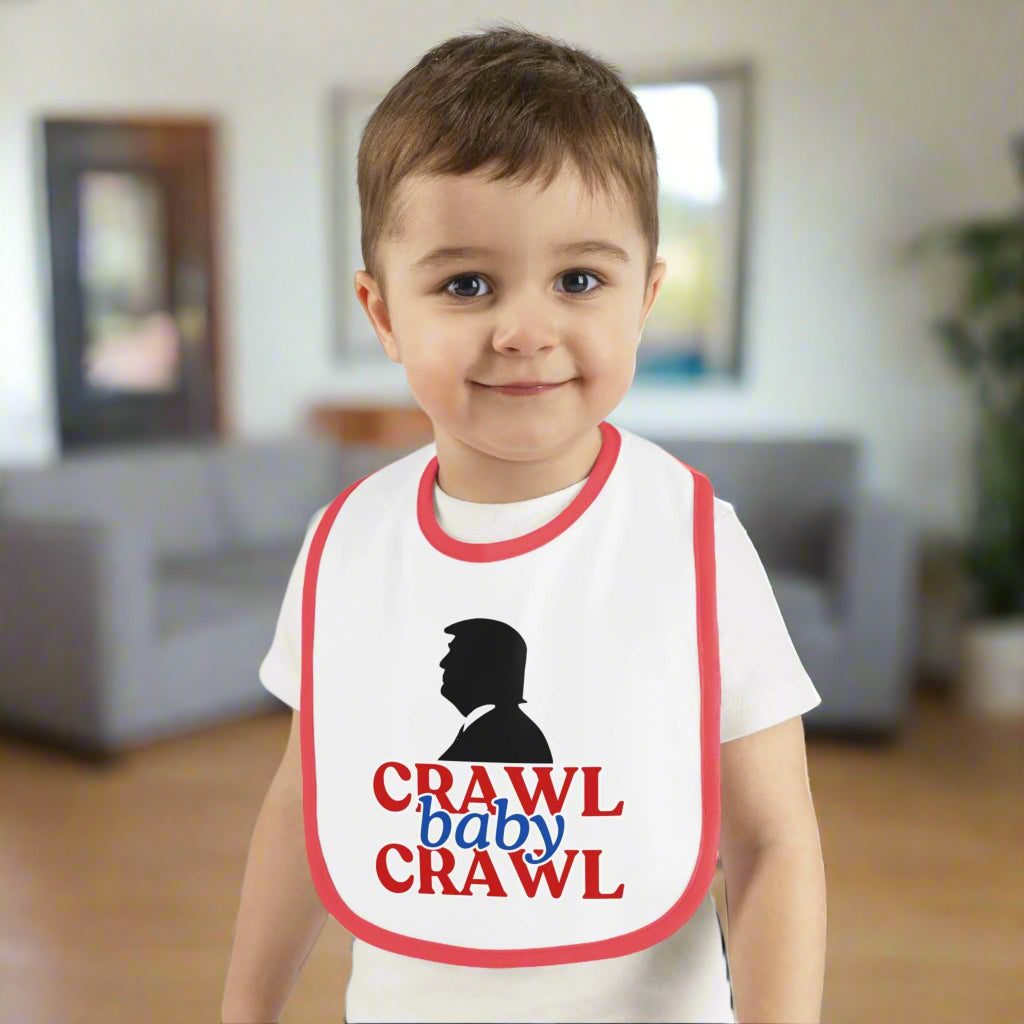 Crawl Baby Crawl Bib - Fun Contrast Trim Jersey Bib for Your Little One - Clothing, Kids & Infants - EpiAl's Shop