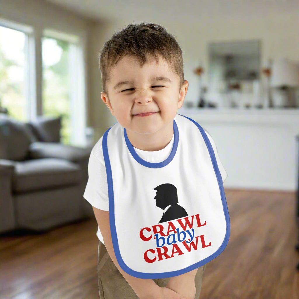 Crawl Baby Crawl Bib - Fun Contrast Trim Jersey Bib for Your Little One - Clothing, Kids & Infants - EpiAl's Shop