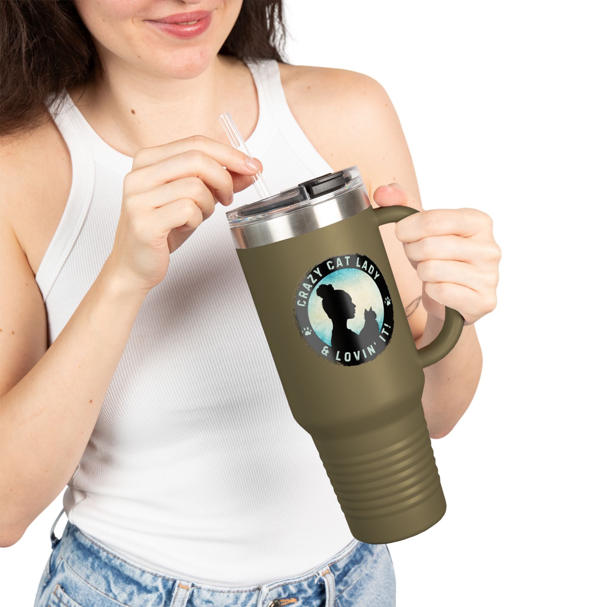 Crazy Cat Lady Insulated Travel Mug - 40oz - Perfect Gift for Cat Lovers - Drinkware, Travel Mugs - EpiAl's Shop