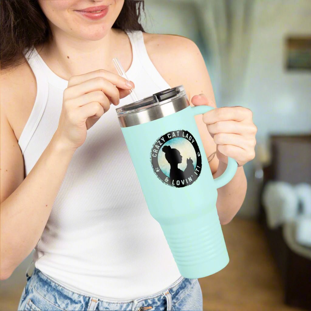 Crazy Cat Lady Insulated Travel Mug - 40oz - Perfect Gift for Cat Lovers - Drinkware, Travel Mugs - EpiAl's Shop