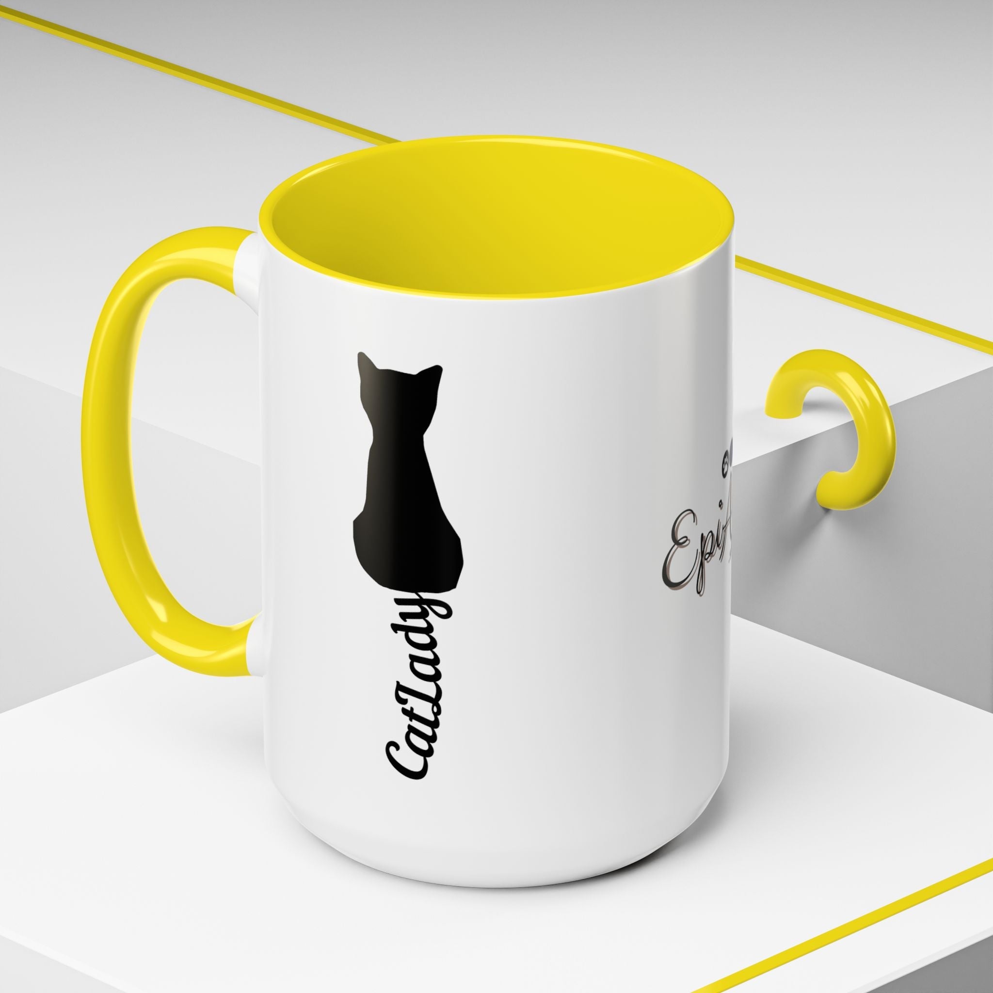 Cursive Tail Cat Lady Coffee Mug, Gift for Cat Lovers - Drinkware, Coffee Mugs - EpiAl's Shop