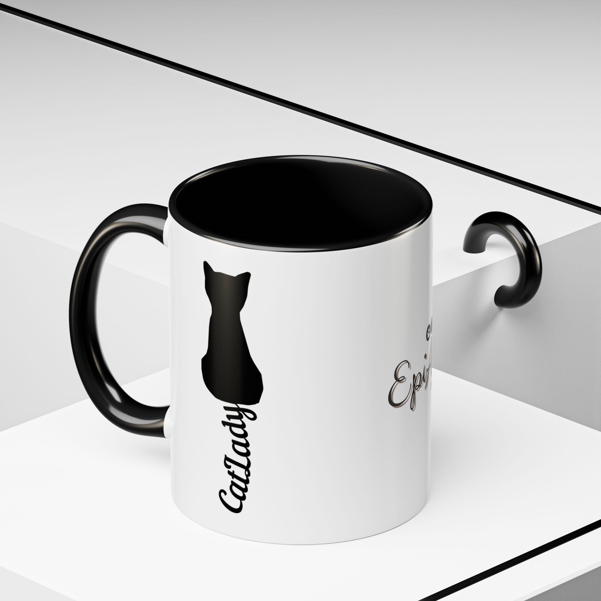 Cursive Tail Cat Lady Coffee Mug, Gift for Cat Lovers - Drinkware, Coffee Mugs - EpiAl's Shop