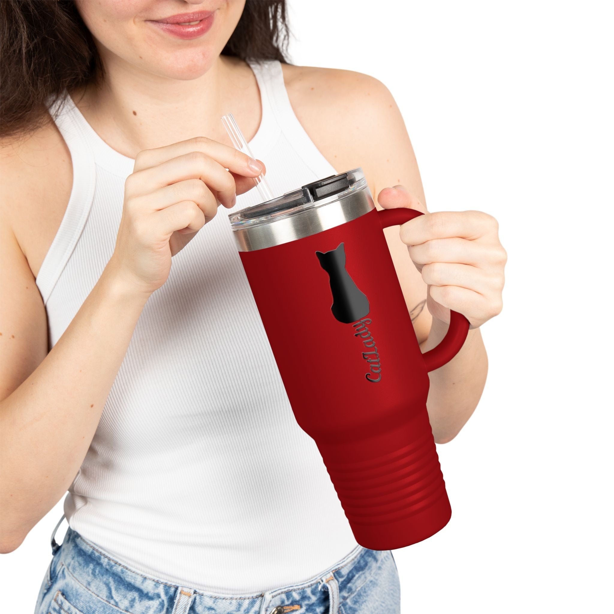 Cursive Tail Cat Lady Insulated Travel Mug | 40oz - Drinkware, Travel Mugs - EpiAl's Shop