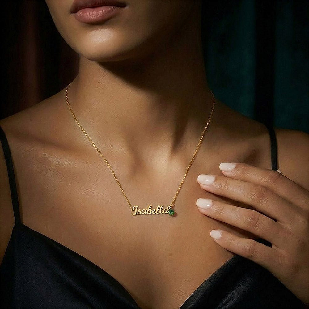 Custom Name Necklace with Birthstone | Personalized Cursive Jewelry - Jewelry, Necklaces - EpiAl's Shop