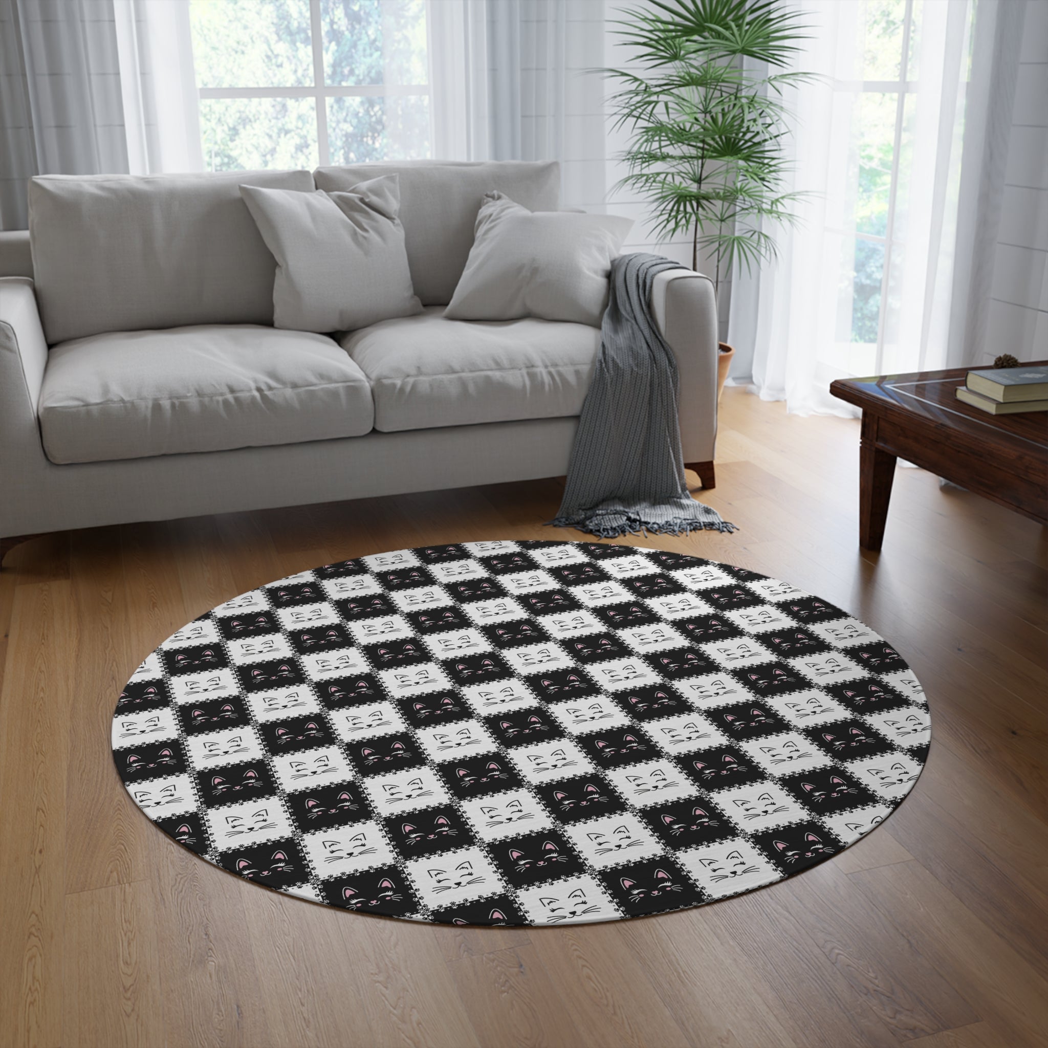 Cute Cat Faces Round Rug | Cozy Home Decor for Cat Lovers - Decor, Home, Rugs & Doormats - EpiAl's Shop