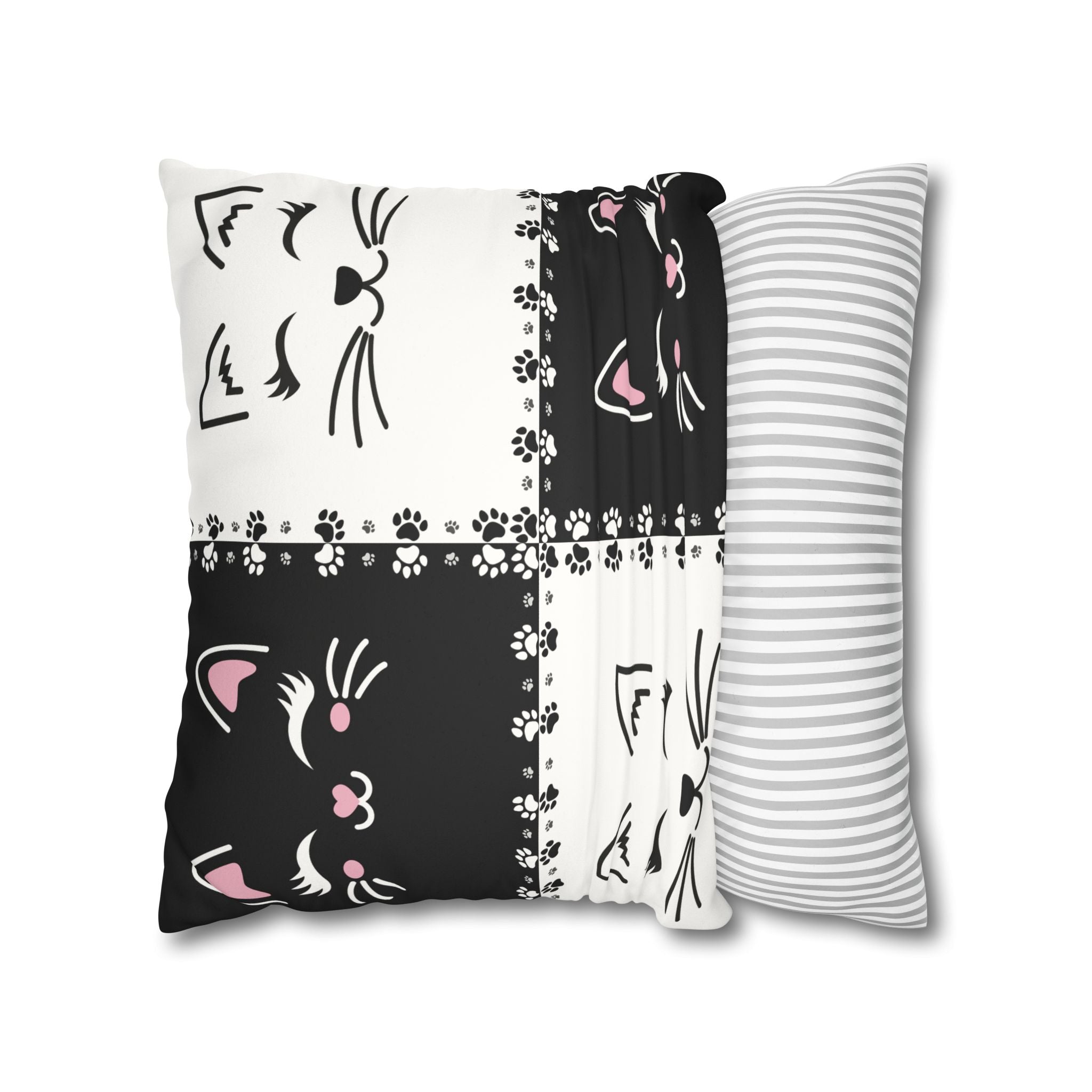 Cute Cat Faux Suede Pillowcase - Decorative Cushion Cover for Cat Lovers - Decor, Home, Pillows - EpiAl's Shop