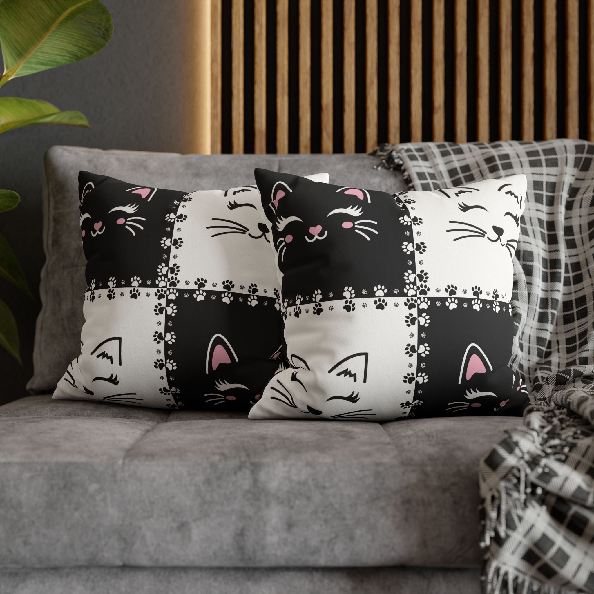 Cute Cat Faux Suede Pillowcase - Decorative Cushion Cover for Cat Lovers - Decor, Home, Pillows - EpiAl's Shop