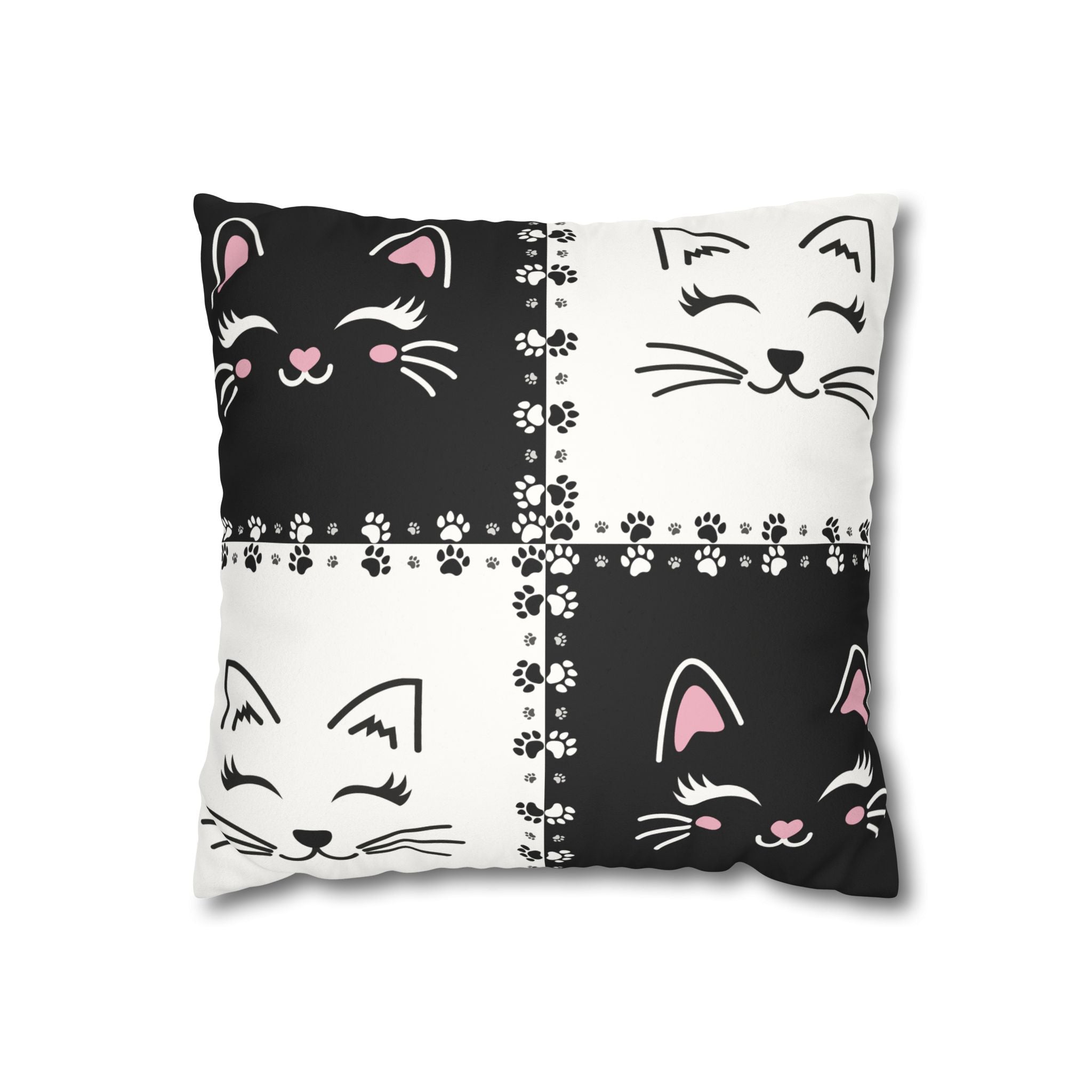 Cute Cat Faux Suede Pillowcase - Decorative Cushion Cover for Cat Lovers - Decor, Home, Pillows - EpiAl's Shop