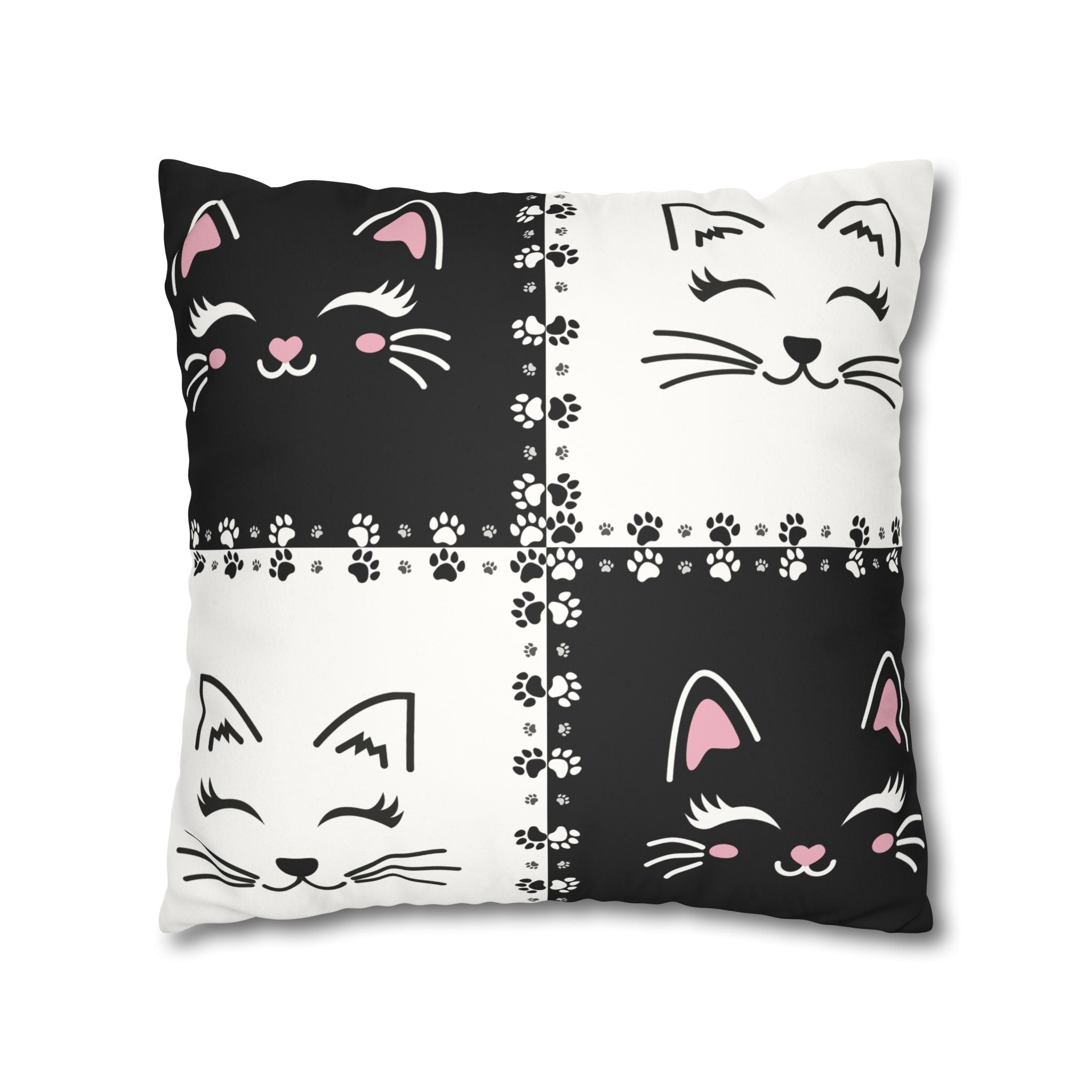 Cute Cat Faux Suede Pillowcase - Decorative Cushion Cover for Cat Lovers - Decor, Home, Pillows - EpiAl's Shop