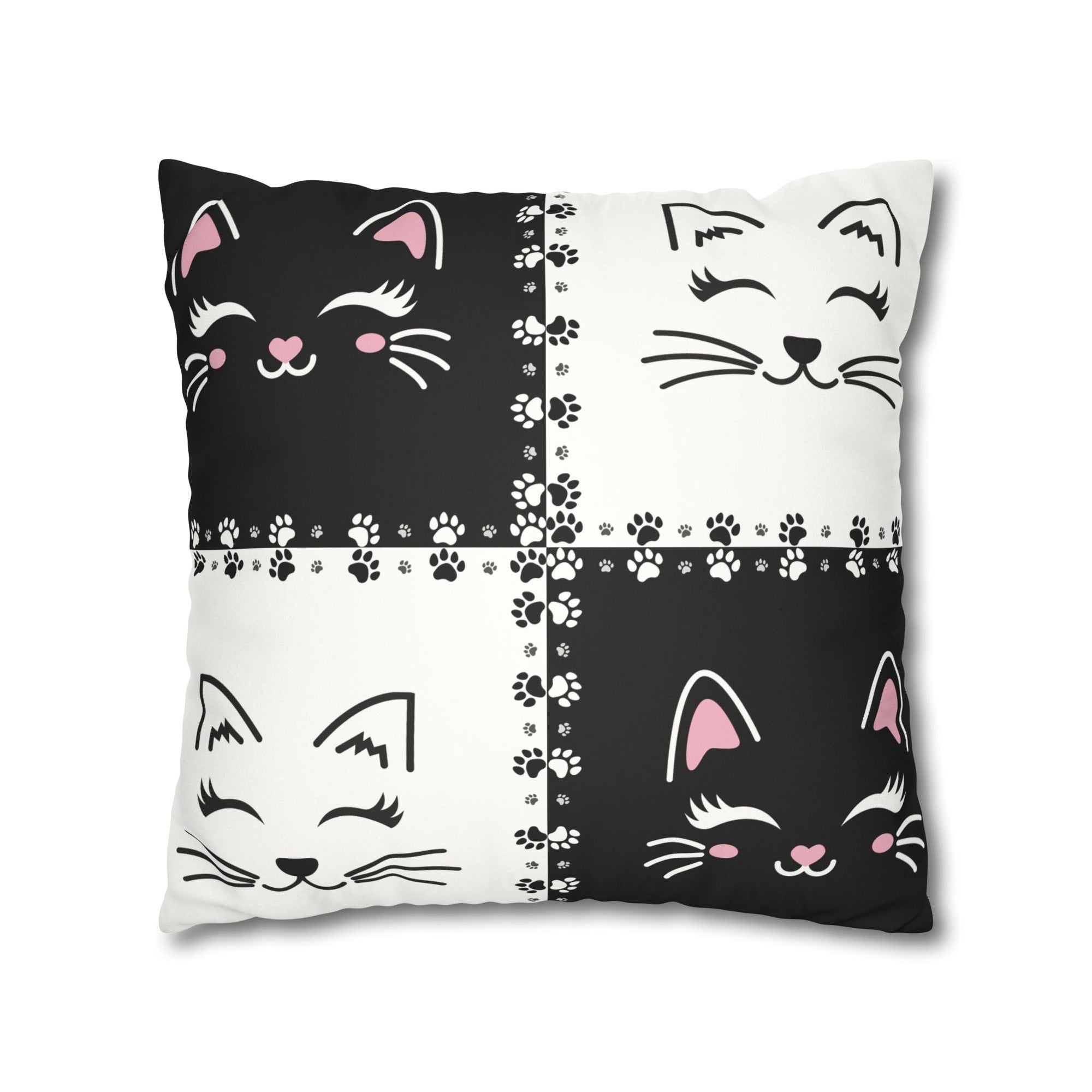 Cute Cat Faux Suede Pillowcase - Decorative Cushion Cover for Cat Lovers - Decor, Home, Pillows - EpiAl's Shop