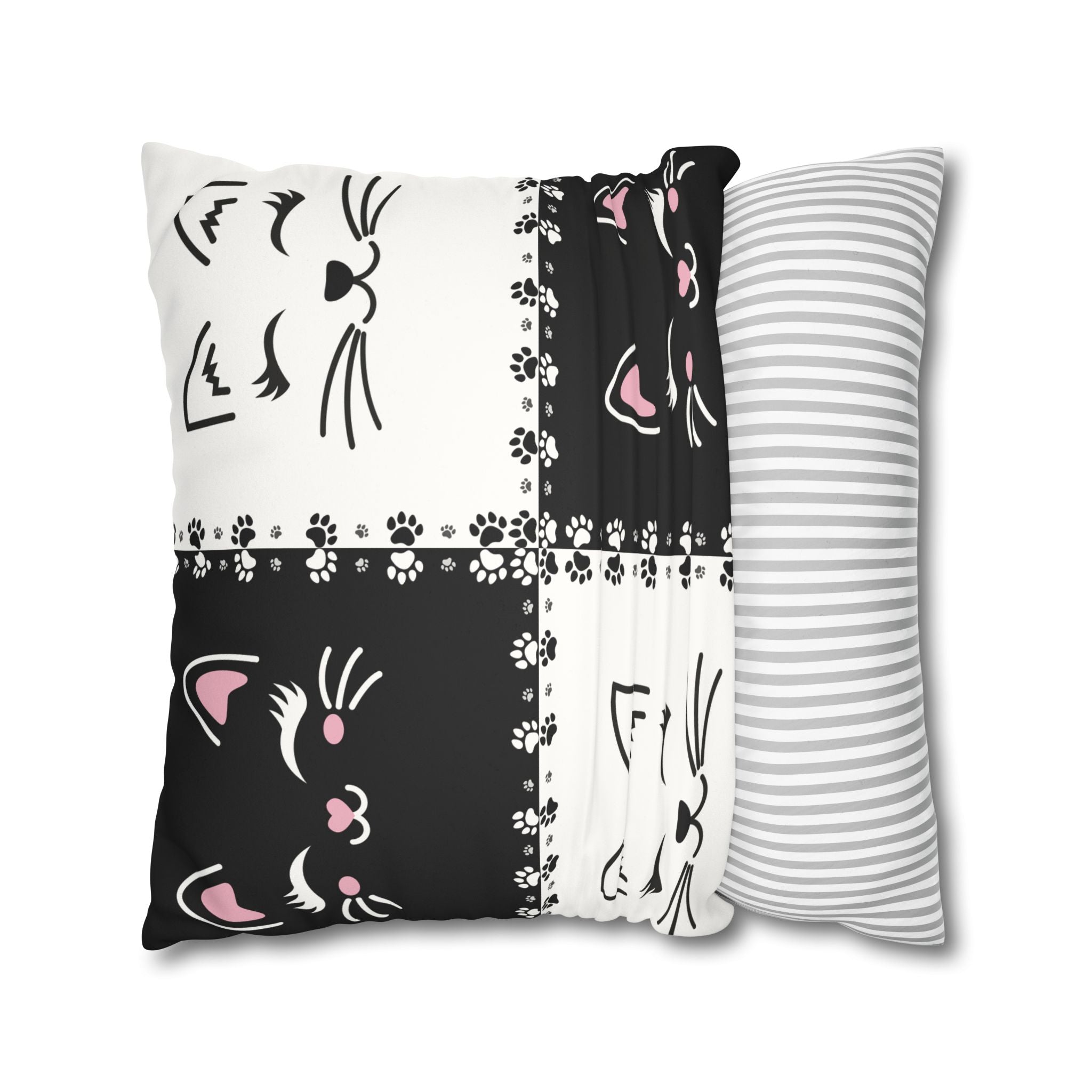 Cute Cat Faux Suede Pillowcase - Decorative Cushion Cover for Cat Lovers - Decor, Home, Pillows - EpiAl's Shop