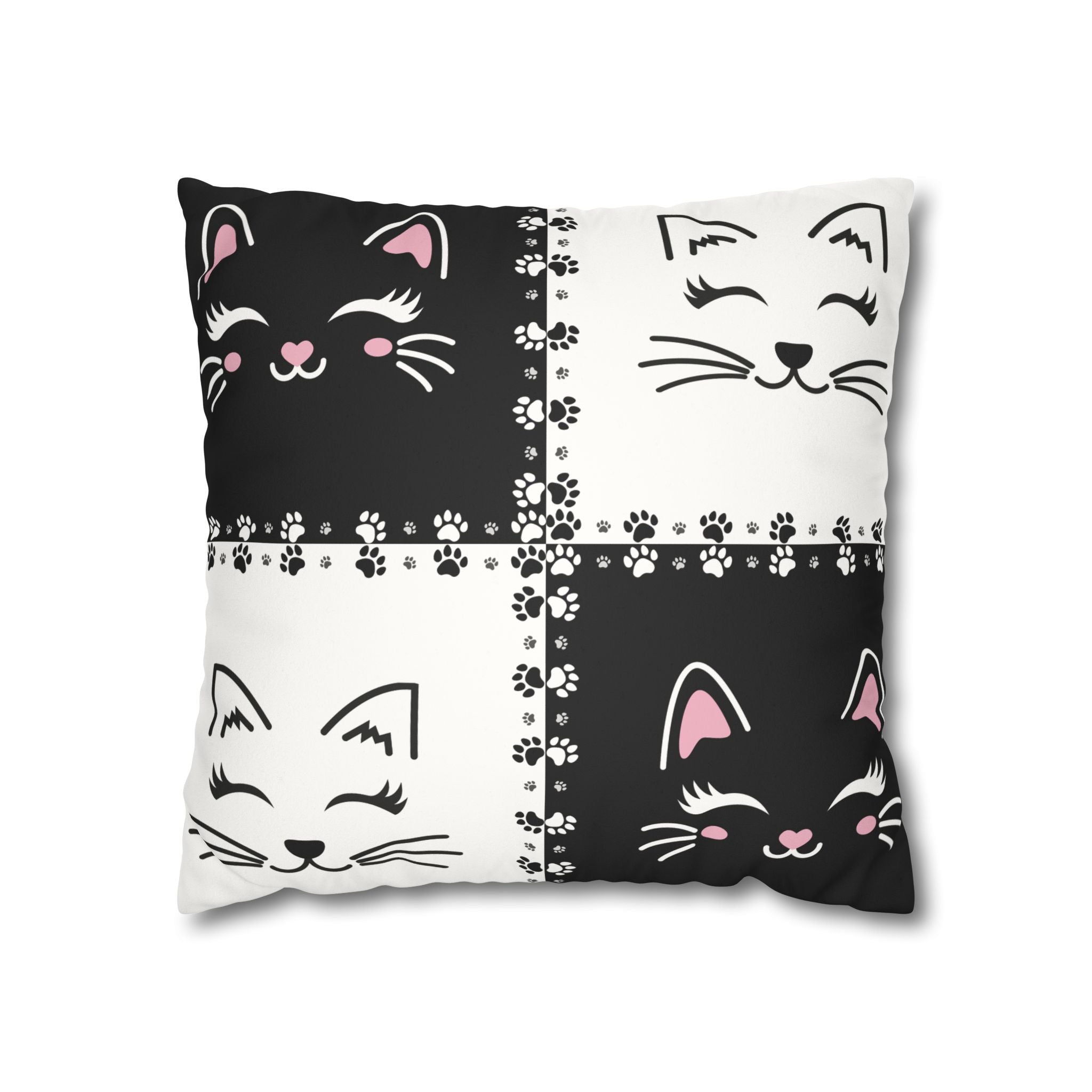 Cute Cat Faux Suede Pillowcase - Decorative Cushion Cover for Cat Lovers - Decor, Home, Pillows - EpiAl's Shop