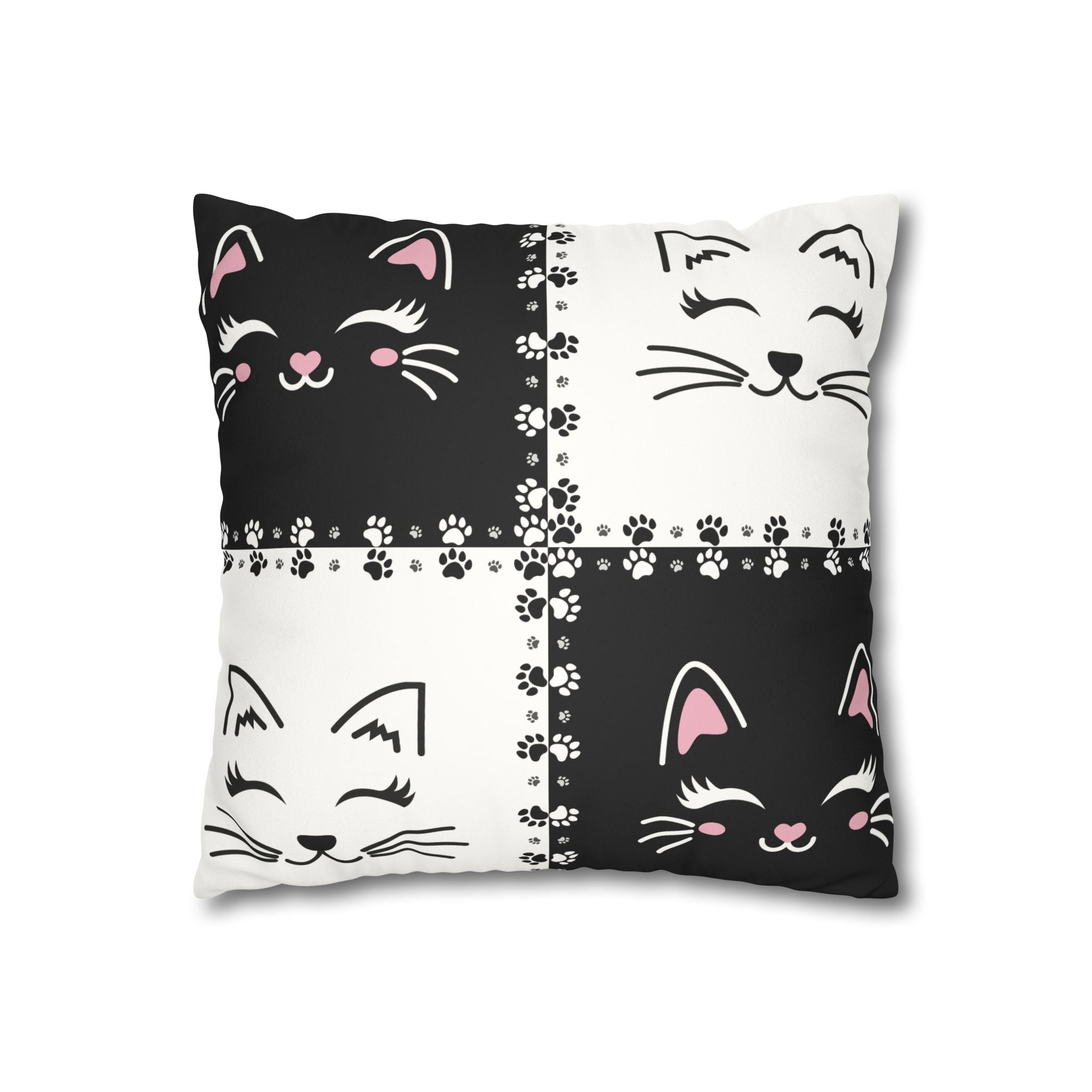 Cute Cat Faux Suede Pillowcase - Decorative Cushion Cover for Cat Lovers - Decor, Home, Pillows - EpiAl's Shop