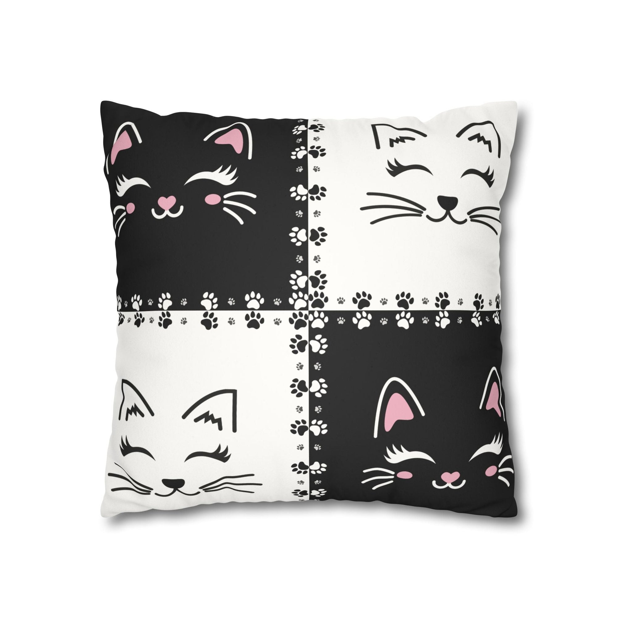 Cute Cat Faux Suede Pillowcase - Decorative Cushion Cover for Cat Lovers - Decor, Home, Pillows - EpiAl's Shop