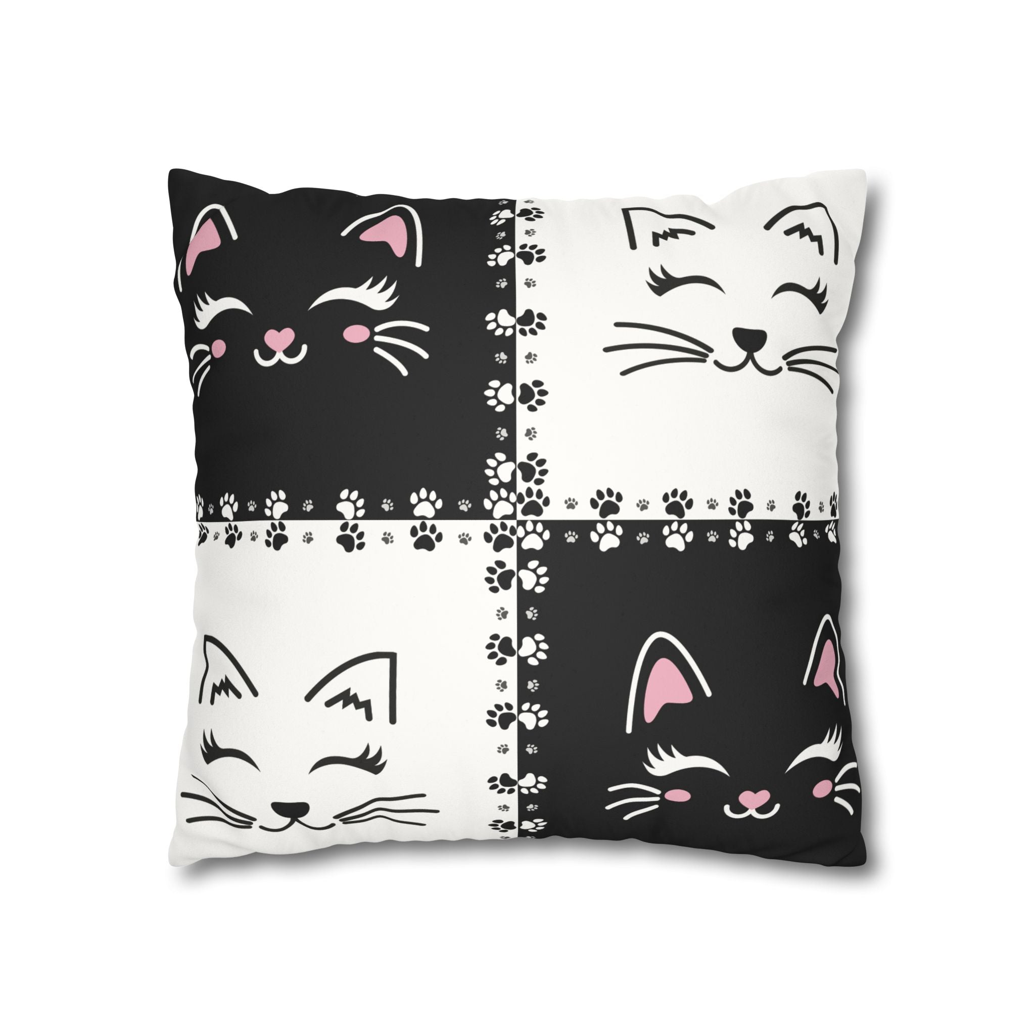 Cute Cat Faux Suede Pillowcase - Decorative Cushion Cover for Cat Lovers - Decor, Home, Pillows - EpiAl's Shop