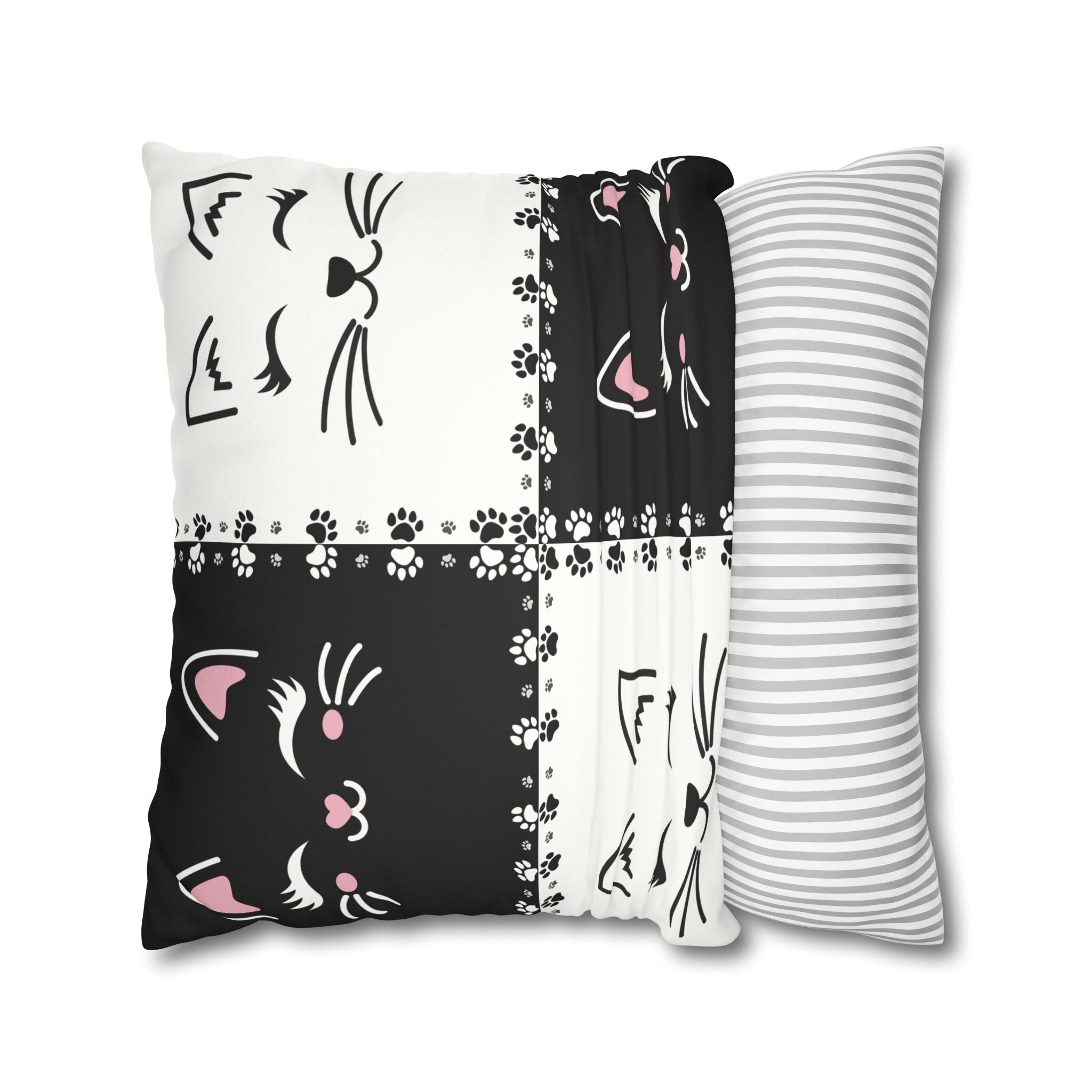 Cute Cat Faux Suede Pillowcase - Decorative Cushion Cover for Cat Lovers - Decor, Home, Pillows - EpiAl's Shop