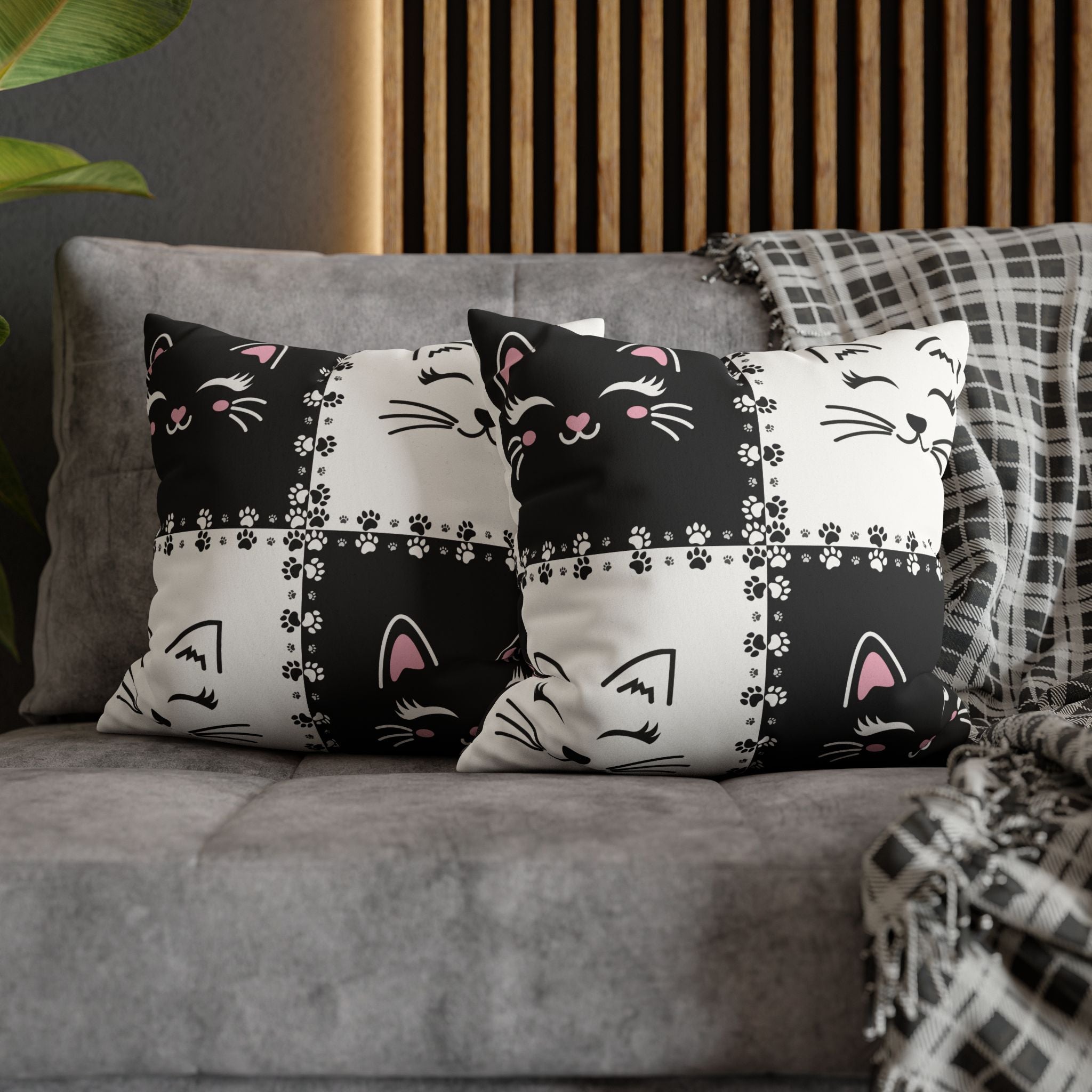 Cute Cat Faux Suede Pillowcase - Decorative Cushion Cover for Cat Lovers - Decor, Home, Pillows - EpiAl's Shop