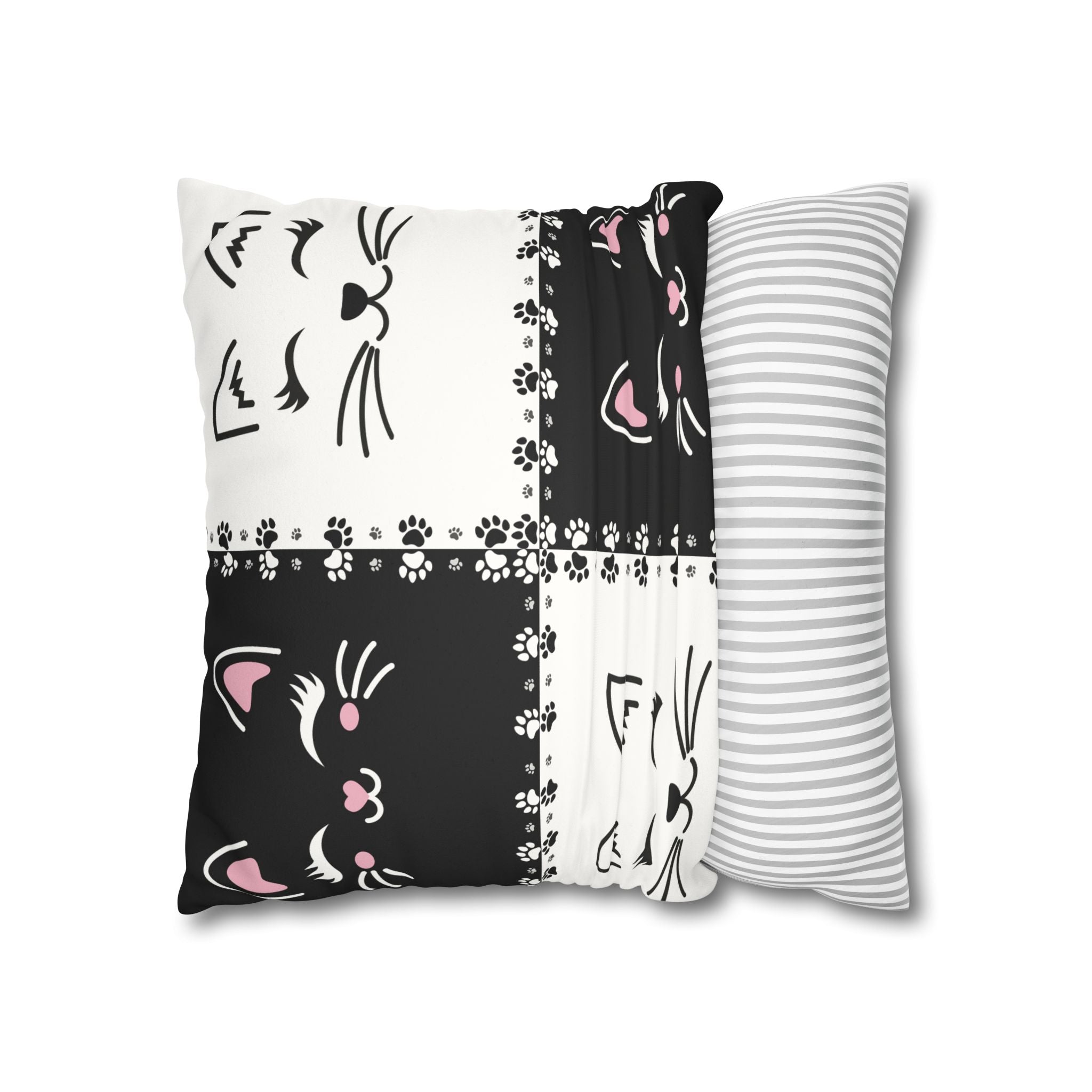 Cute Cat Faux Suede Pillowcase - Decorative Cushion Cover for Cat Lovers - Decor, Home, Pillows - EpiAl's Shop