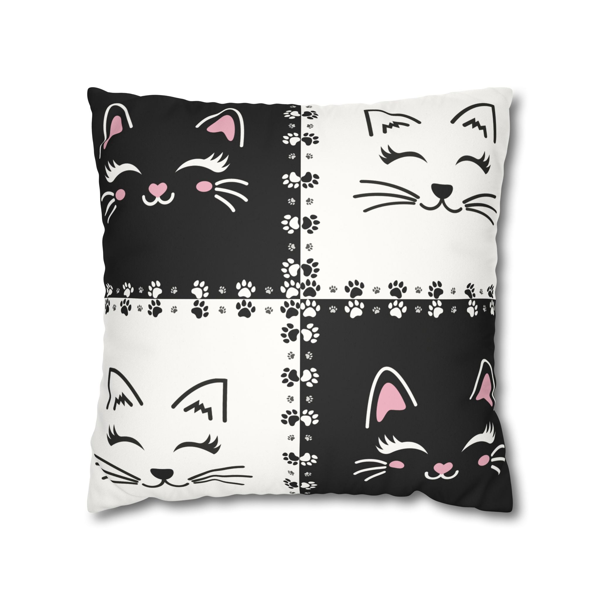 Cute Cat Faux Suede Pillowcase - Decorative Cushion Cover for Cat Lovers - Decor, Home, Pillows - EpiAl's Shop