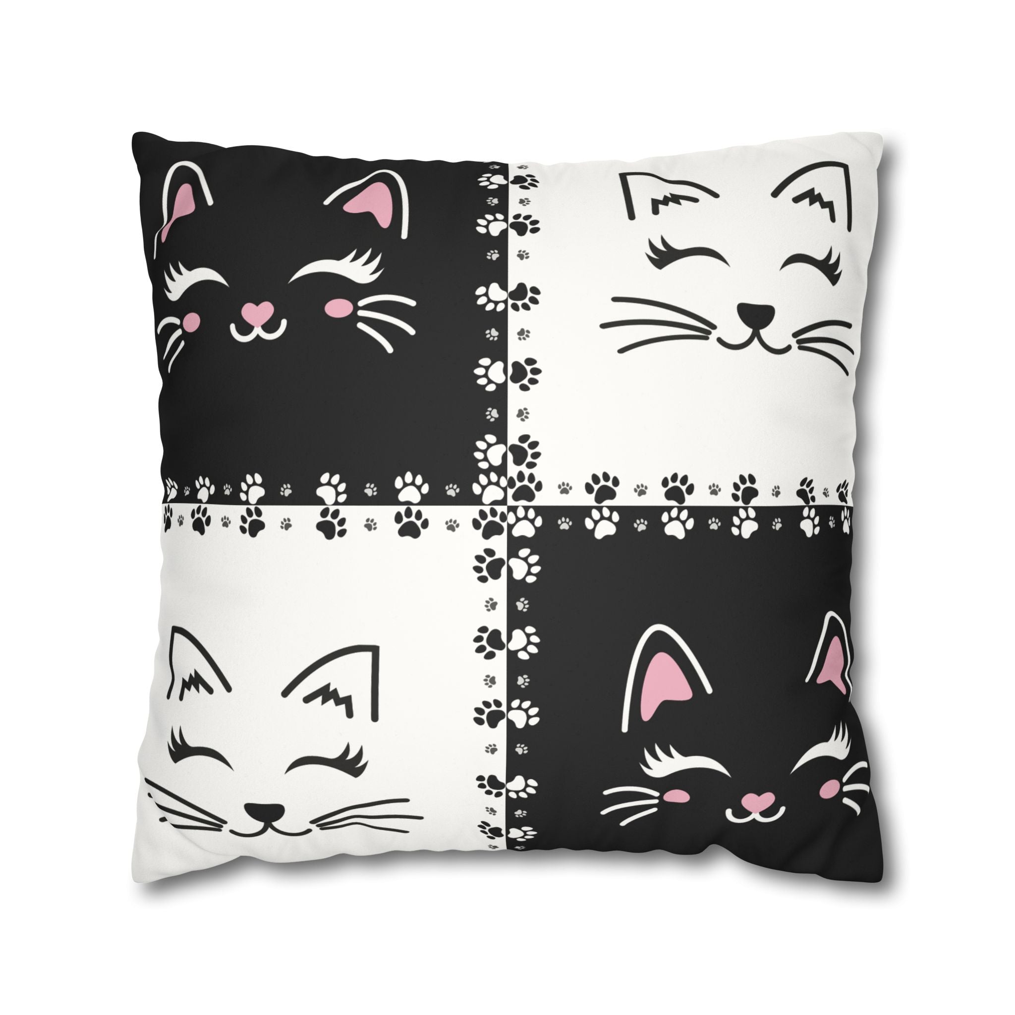 Cute Cat Faux Suede Pillowcase - Decorative Cushion Cover for Cat Lovers - Decor, Home, Pillows - EpiAl's Shop