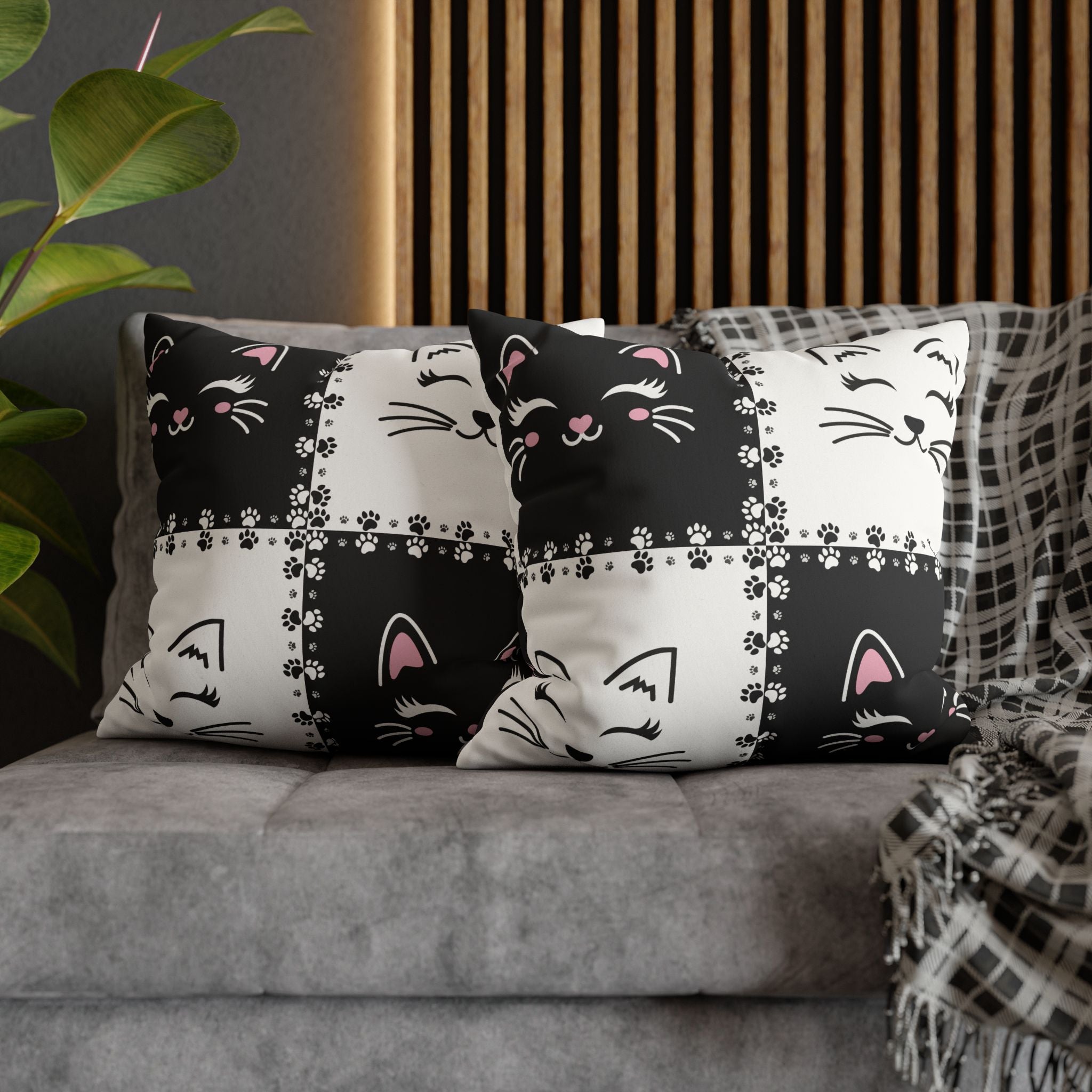 Cute Cat Faux Suede Pillowcase - Decorative Cushion Cover for Cat Lovers - Decor, Home, Pillows - EpiAl's Shop