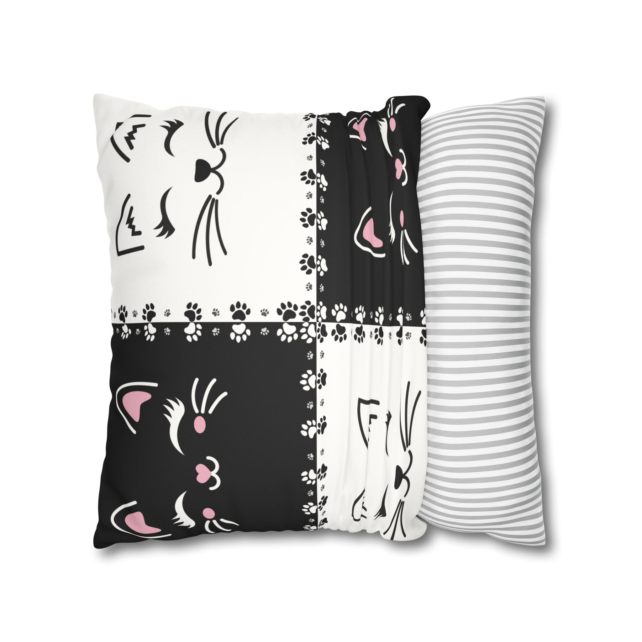 Cute Cat Faux Suede Pillowcase - Decorative Cushion Cover for Cat Lovers - Decor, Home, Pillows - EpiAl's Shop