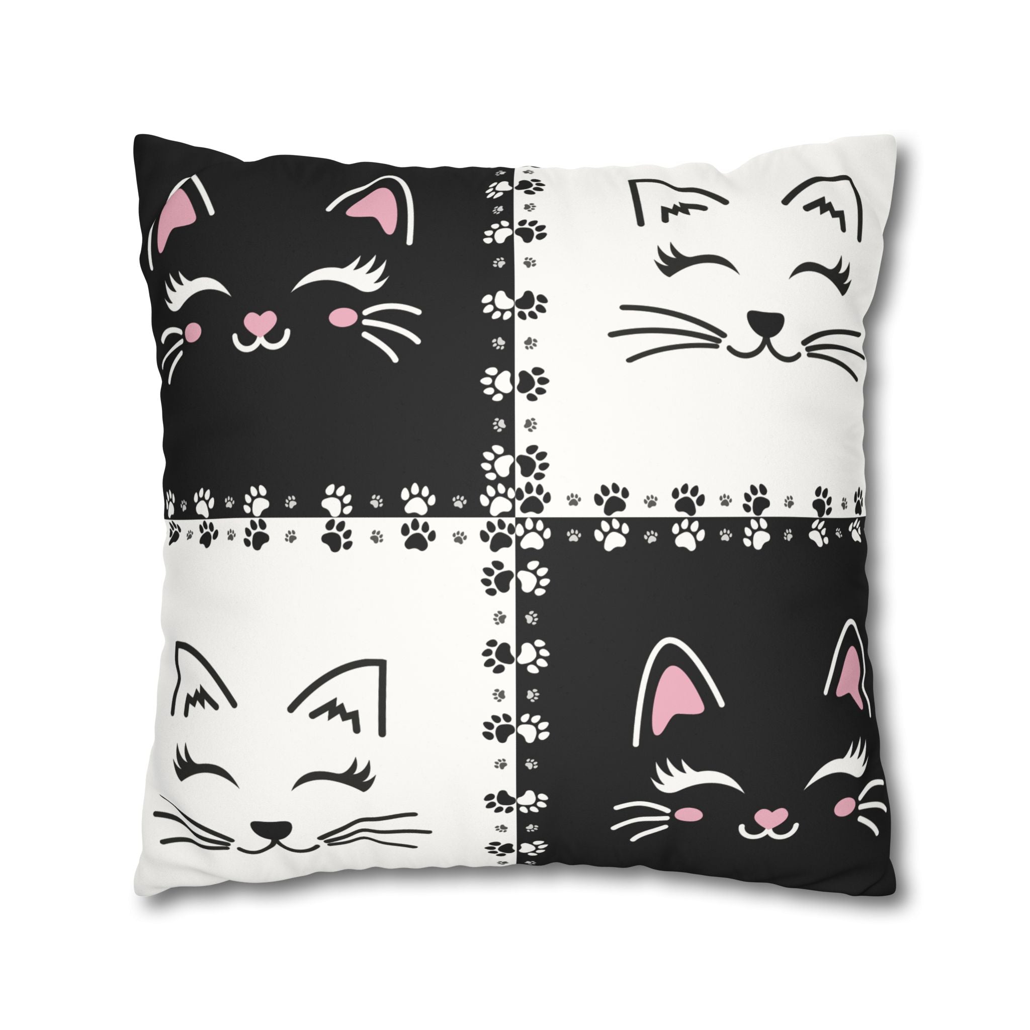 Cute Cat Faux Suede Pillowcase - Decorative Cushion Cover for Cat Lovers - Decor, Home, Pillows - EpiAl's Shop