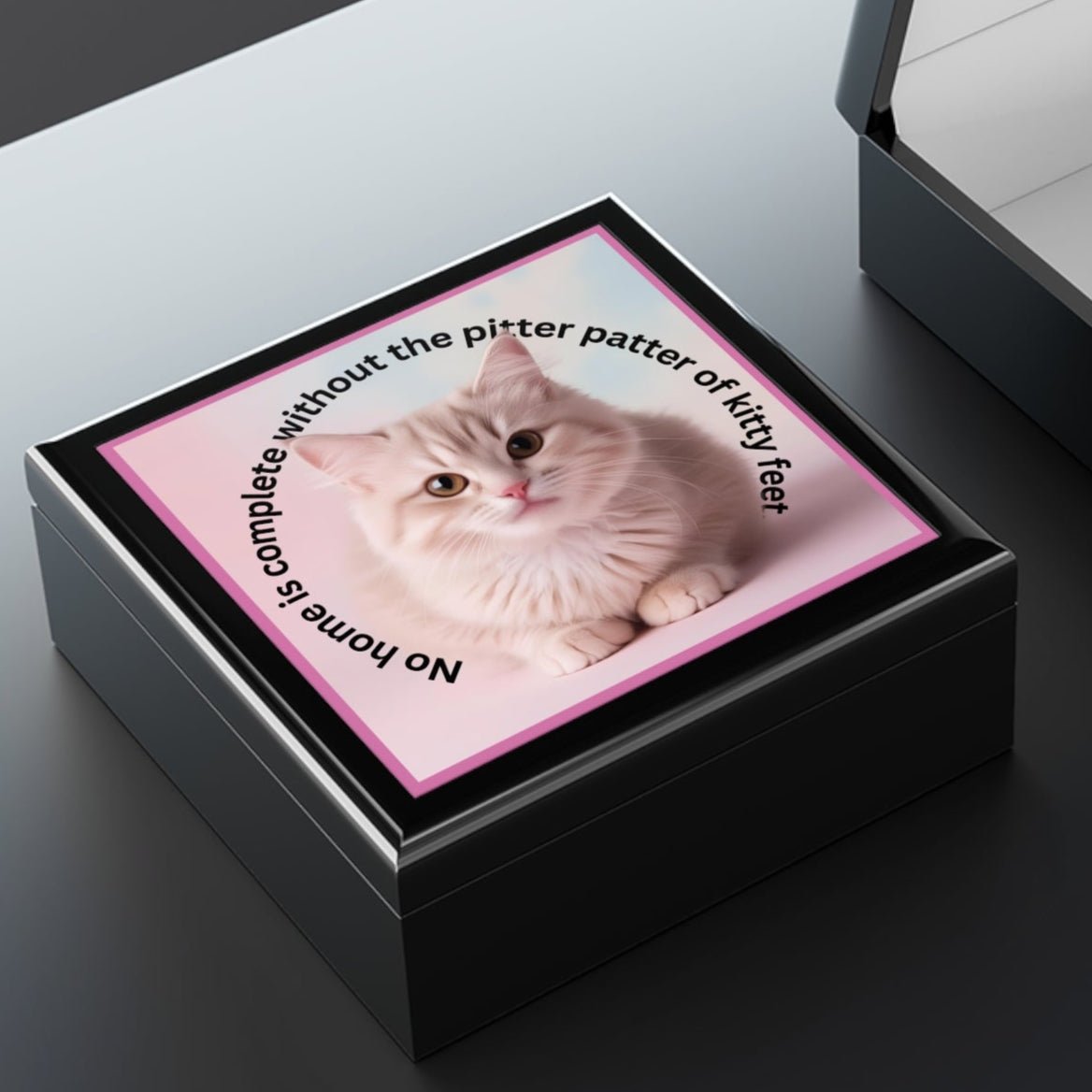 Cute Cat Jewelry Box - "No Home is Complete without the Pitter Patter of Kitty Feet" - Decor, Bedroom, Jewelry Boxes - EpiAl's Shop