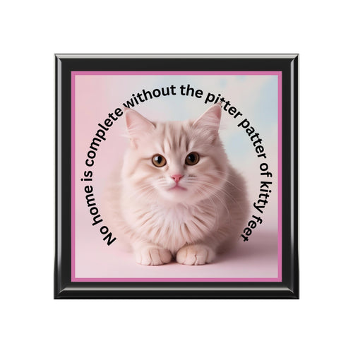 Cute Cat Jewelry Box - "No Home is Complete without the Pitter Patter of Kitty Feet" - Decor, Bedroom, Jewelry Boxes - EpiAl's Shop