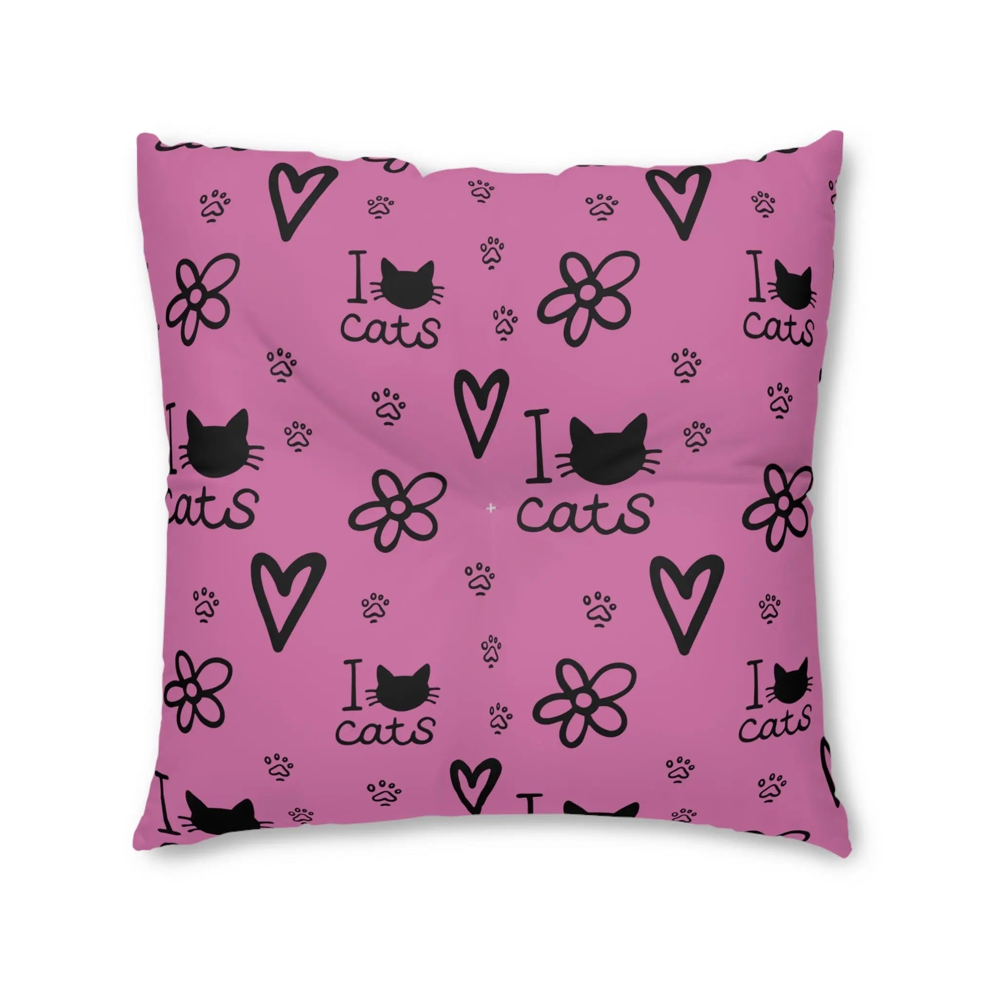 Cute Cat Lover Tufted Floor Pillow - I Love Cats Design - Decor, Home, Pillows - EpiAl's Shop