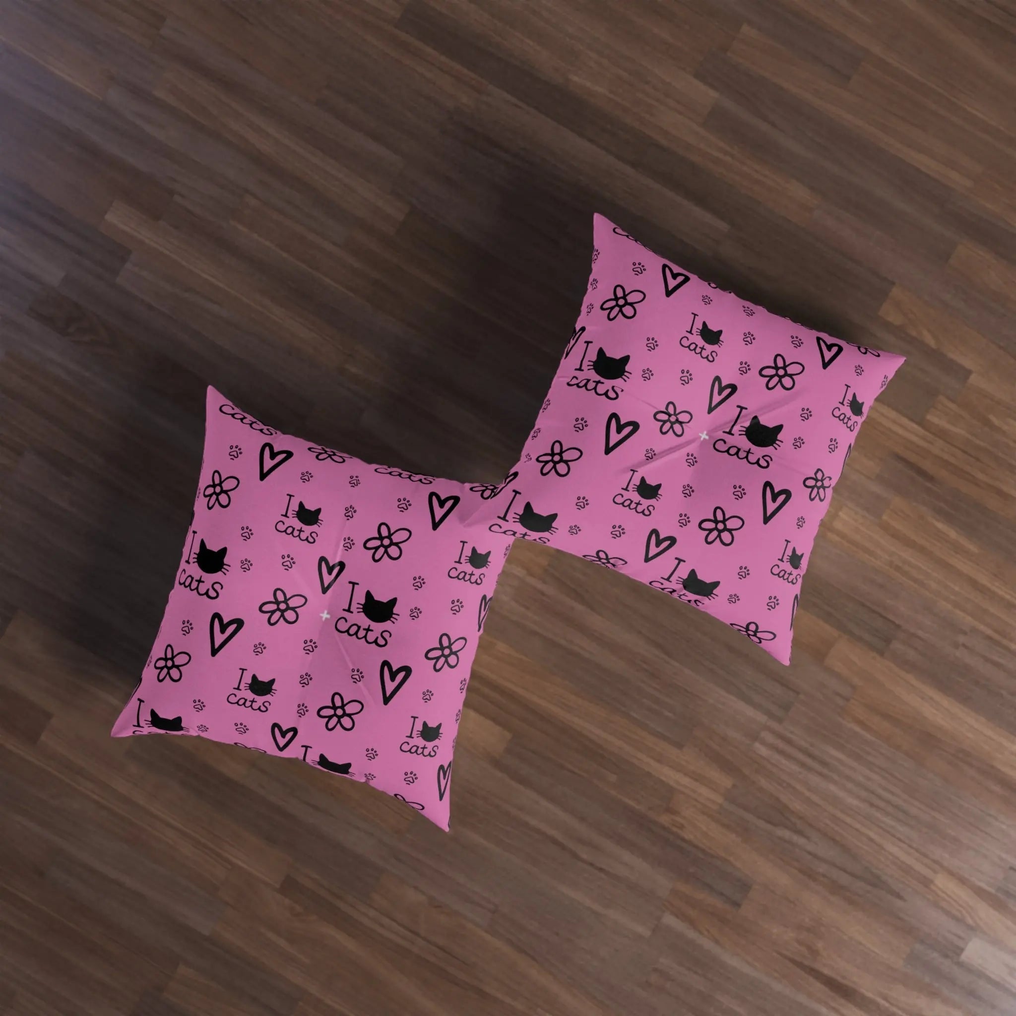 Cute Cat Lover Tufted Floor Pillow - I Love Cats Design - Decor, Home, Pillows - EpiAl's Shop