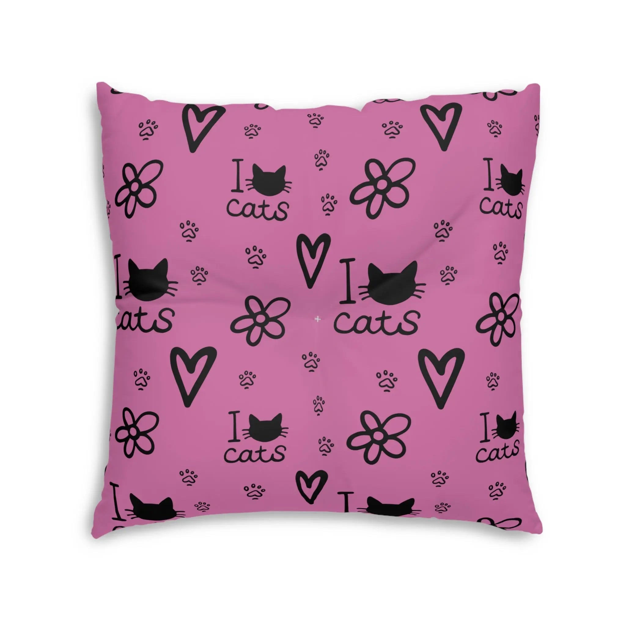 Cute Cat Lover Tufted Floor Pillow - I Love Cats Design - Decor, Home, Pillows - EpiAl's Shop