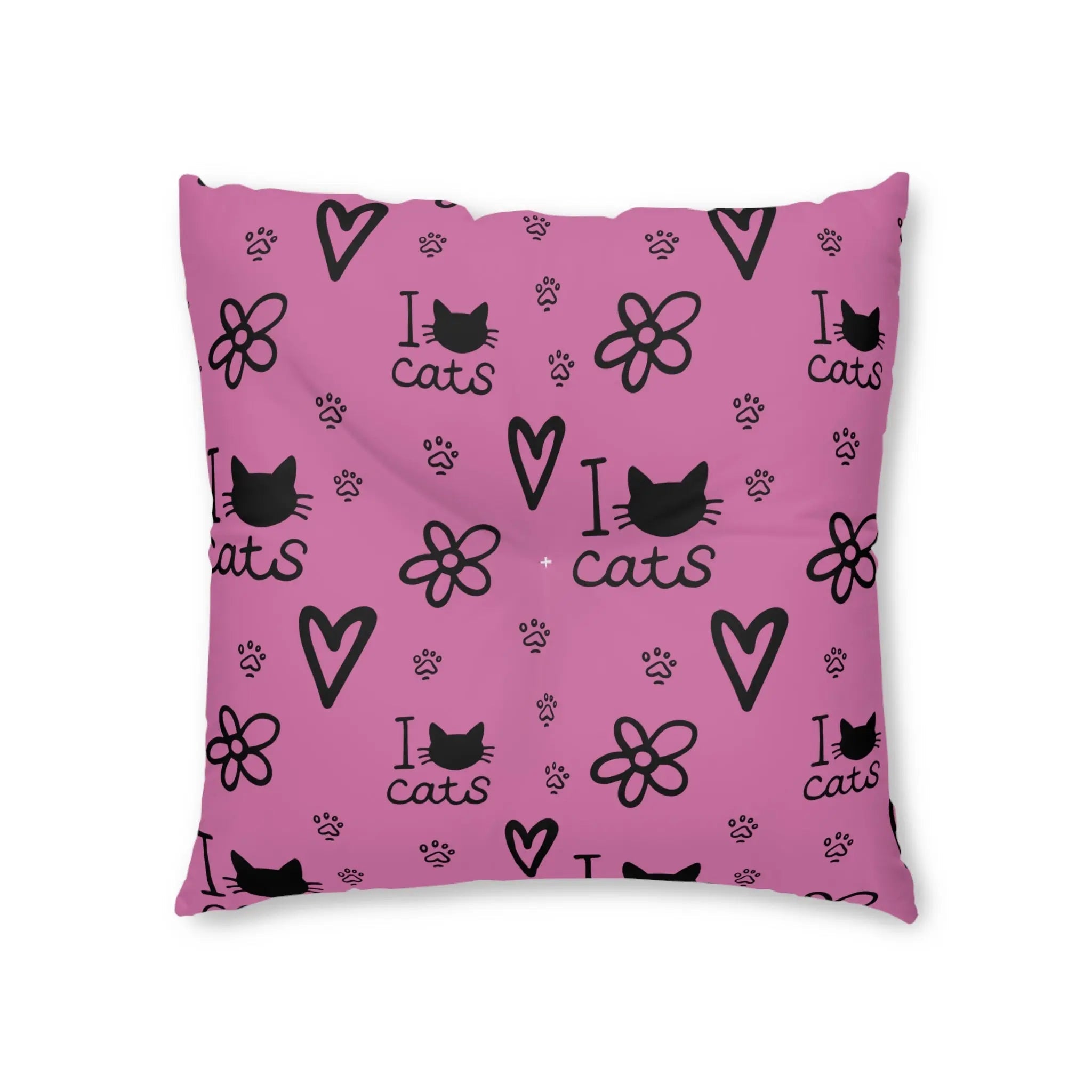 Cute Cat Lover Tufted Floor Pillow - I Love Cats Design - Decor, Home, Pillows - EpiAl's Shop