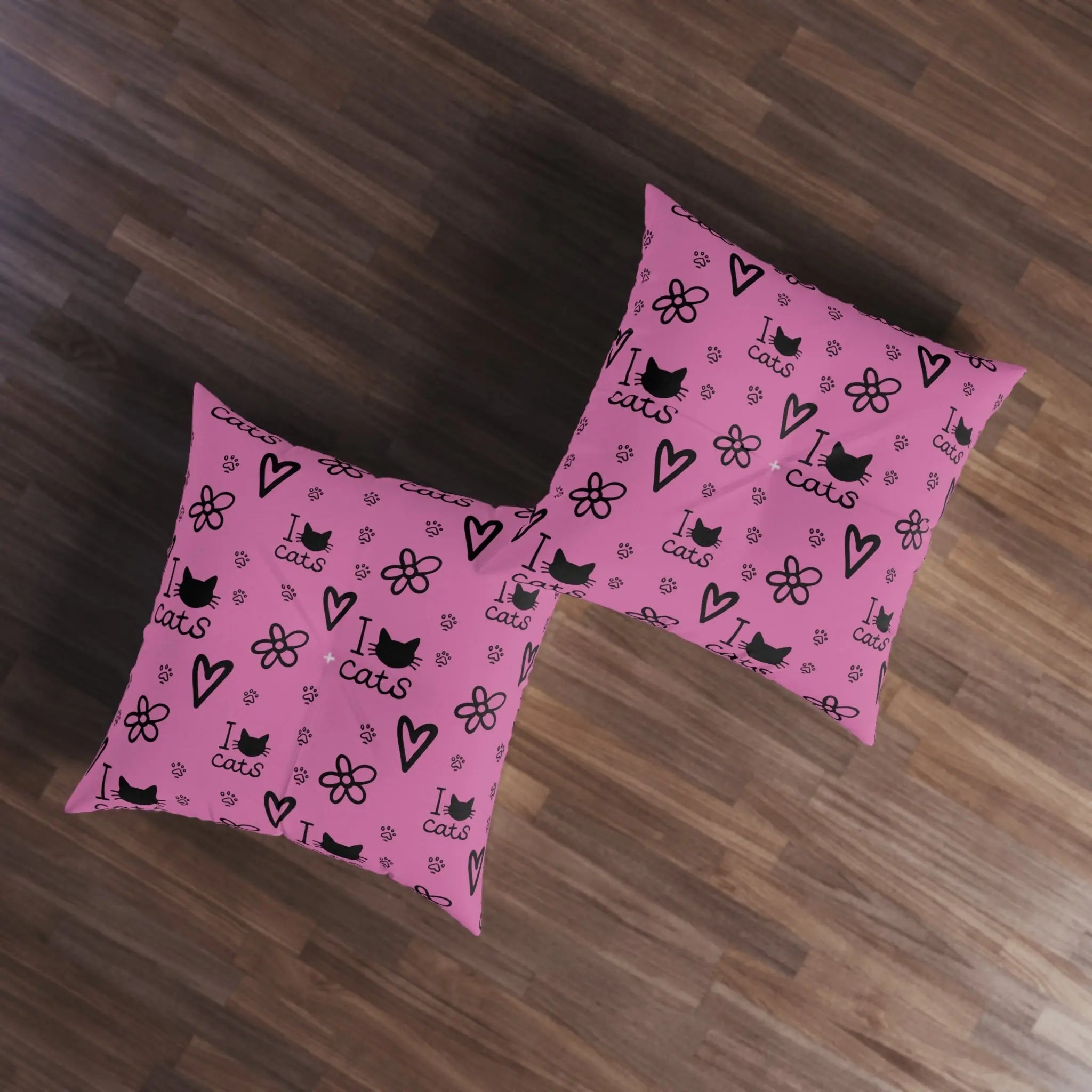 Cute Cat Lover Tufted Floor Pillow - I Love Cats Design - Decor, Home, Pillows - EpiAl's Shop