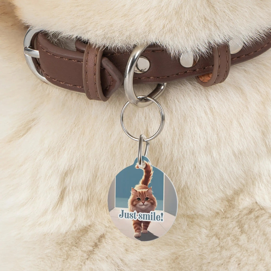 Cute Cat Pet Tag - 'Just Smile!' Decorative Tag for Dogs and Cats - Pet Supplies - EpiAl's Shop