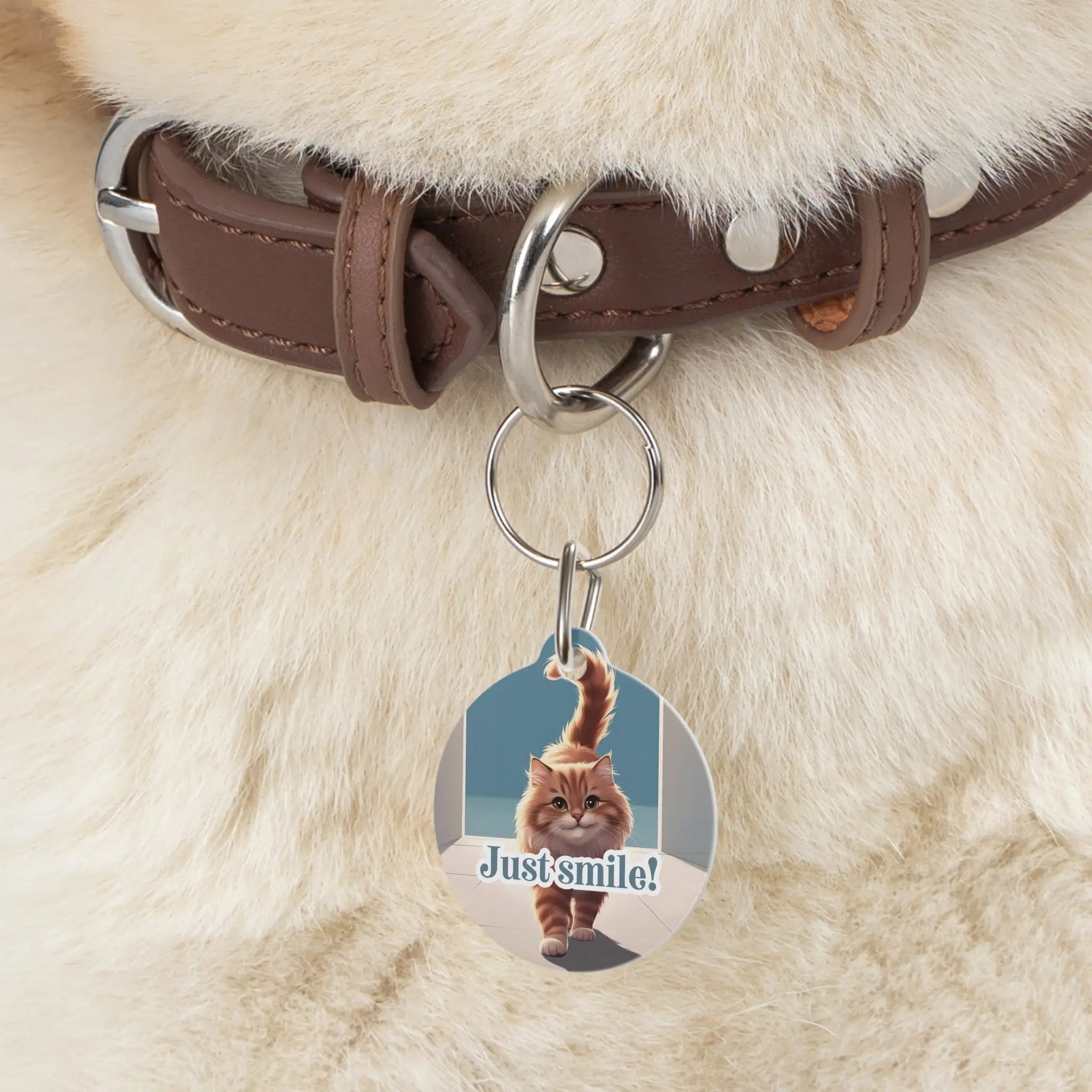 Cute Cat Pet Tag - 'Just Smile!' Decorative Tag for Dogs and Cats - Pet Supplies - EpiAl's Shop