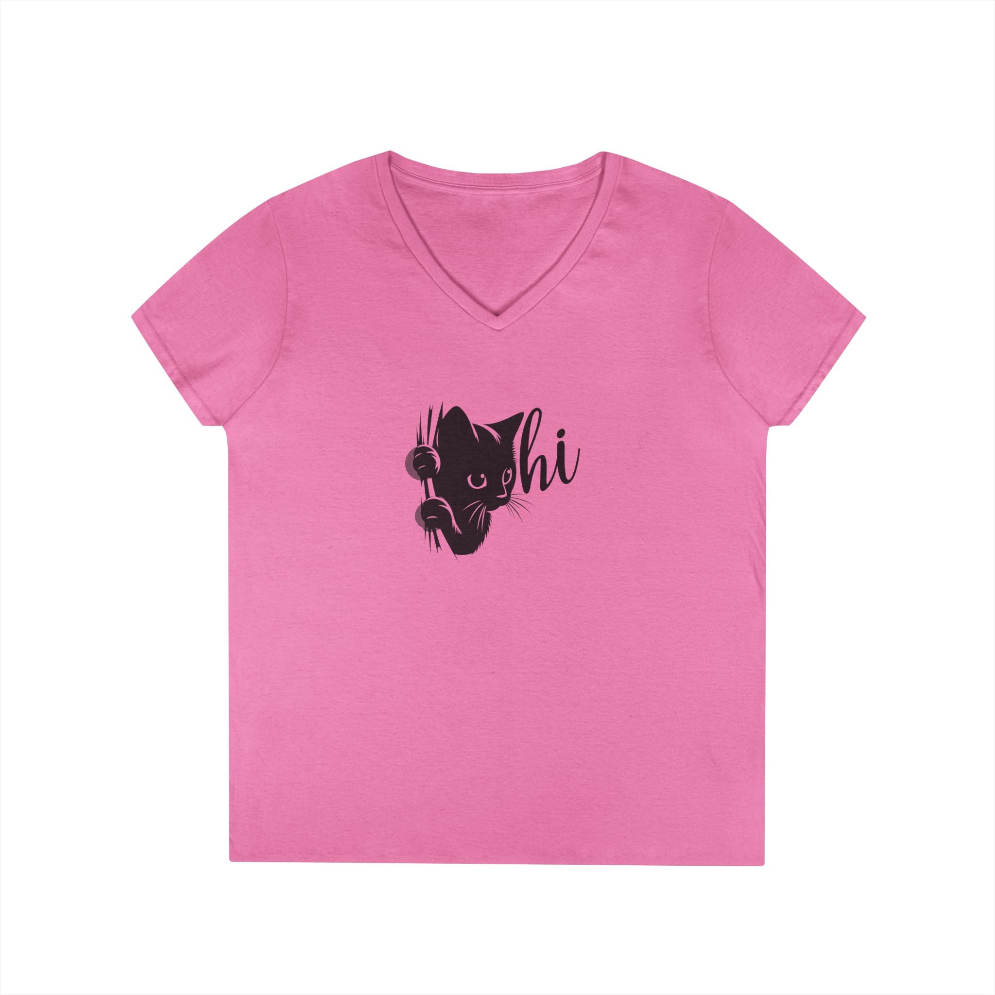 Cute Cat V - Neck T-Shirt - Casual Tee for Cat Lovers - Clothing, T-shirts - EpiAl's Shop