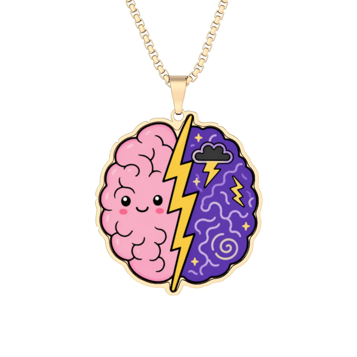Cute Chaos Brain Necklace | Epilepsy Awareness Lightning Bolt Pendant - Jewelry, Necklaces - EpiAl's Shop