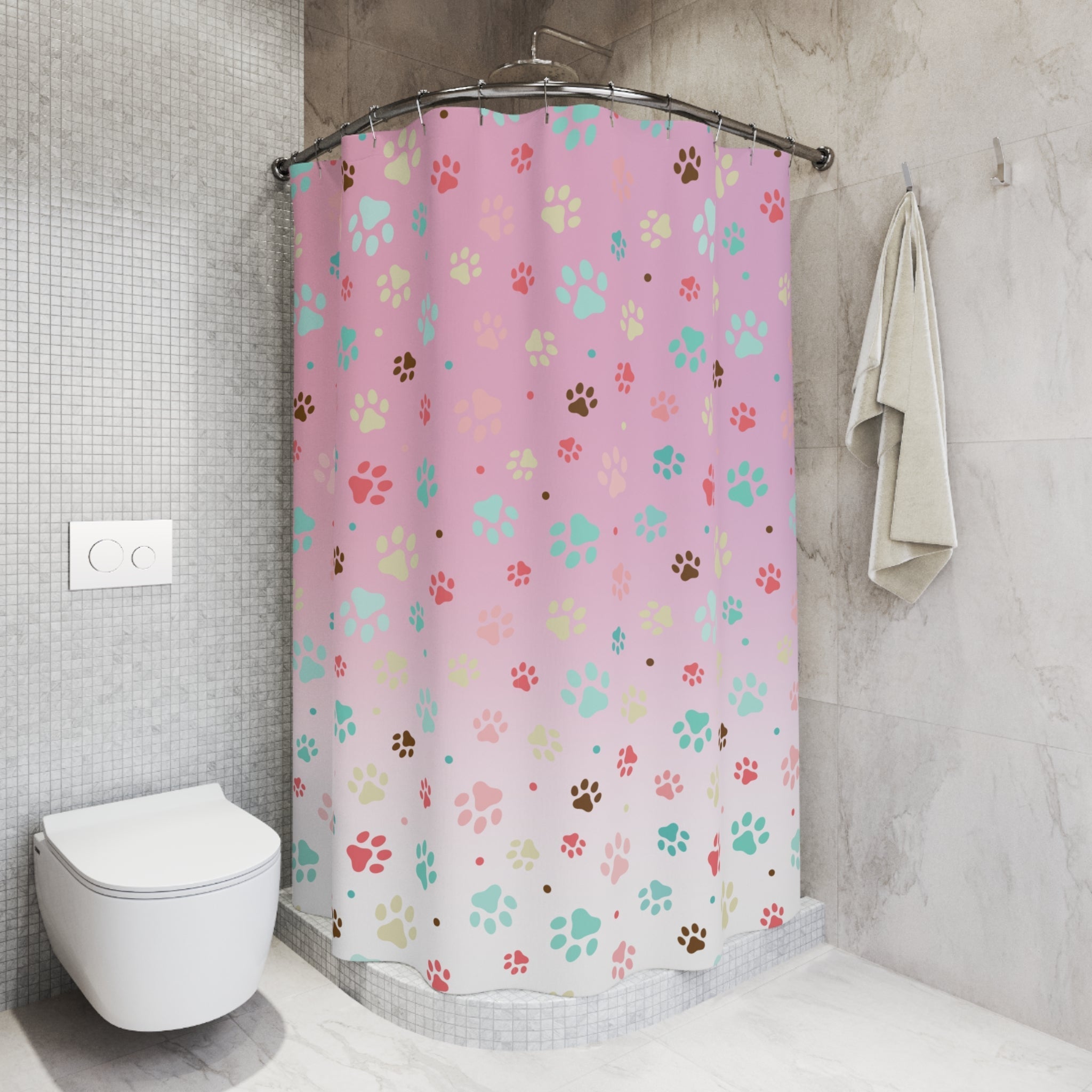 Cute Paw Print Shower Curtain for Pet Lovers - Decor, Bathroom, Shower Curtains - EpiAl's Shop